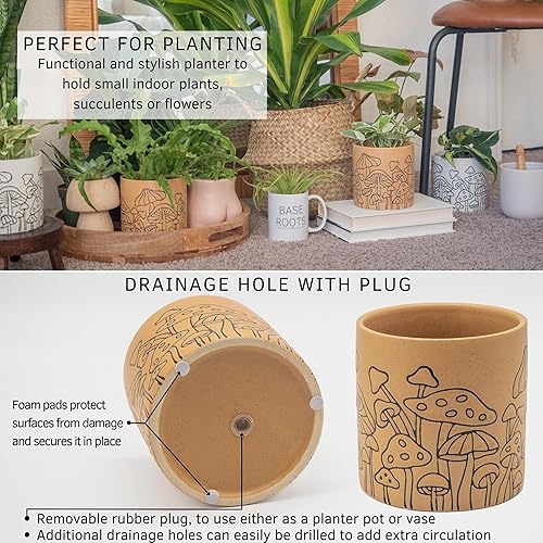 Miniatura 4 de Maceta decorativa de hongos, diseño hecho a mano, florero de cerámica, único retro, maceta de interior, maceta moderna y bohemia para decoración de