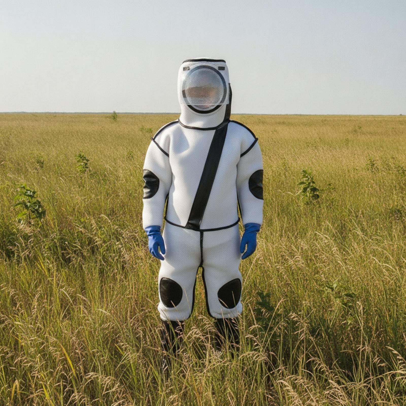 harayaa Traje Protector de Abejas Mono de Apicultor con Capucha Malla Facial Cremallera Refuerzos en y Rodillas Materiales de Malla Acero Inoxidable y Caucho