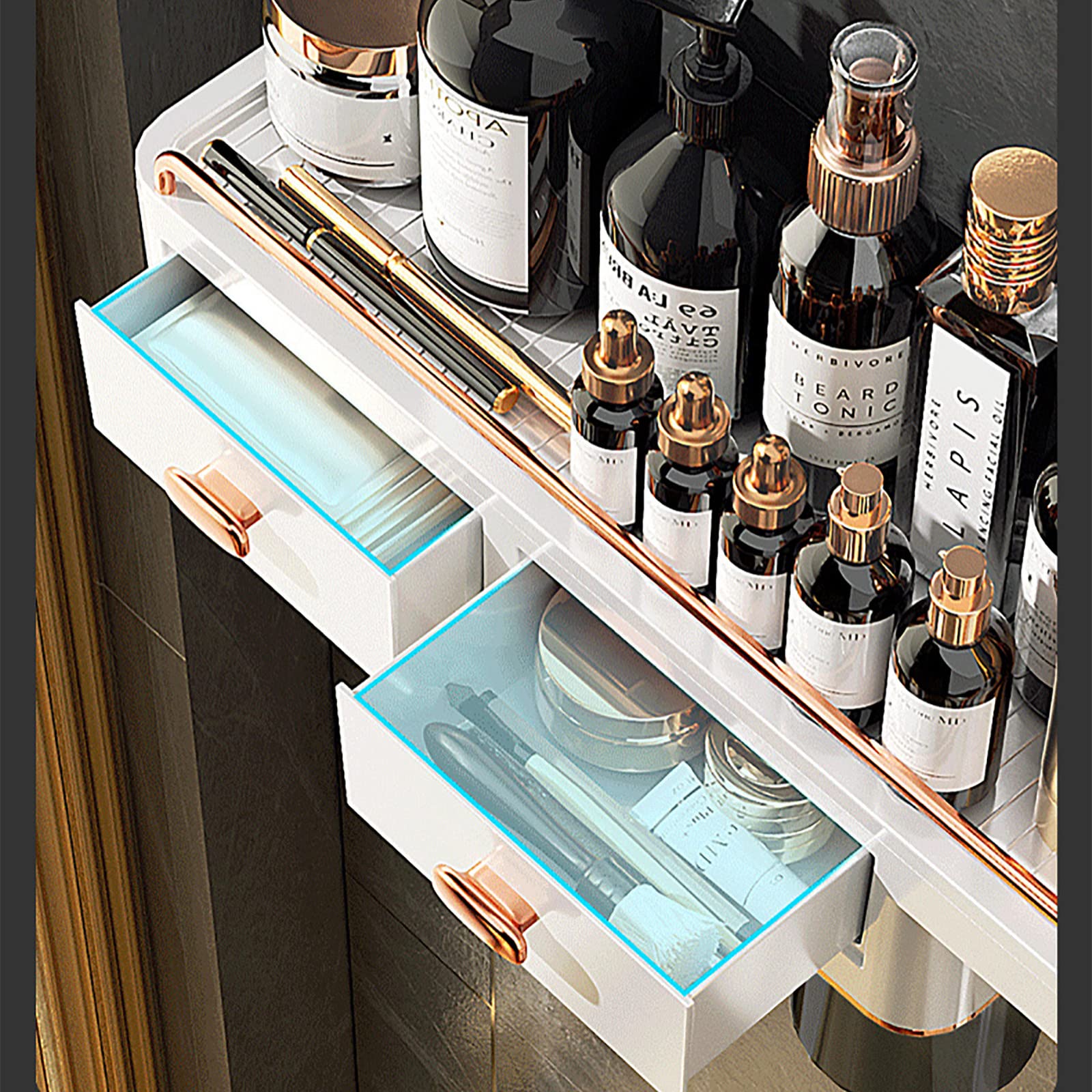 Porta Cepillo de Dientes, Soporte Cepillo de Dientes Eléctrico, Pared Estuche Cepillo Dientes con 4 Ranuras para Cepillos, ABS Organizador Baño sin Taladro para Baño Blanco