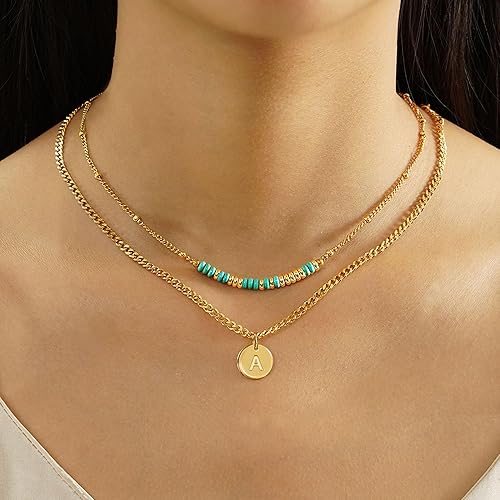 Miniatura 3 de Nymerianoble Collares de Iniciales en Capas de Oro para Mujeres y Niñas, Collar de Gargantilla con Cuentas con Mensaje de Código Morse "Te Amo",