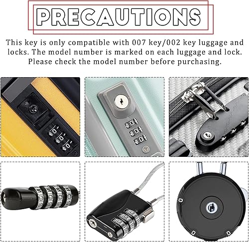Miniatura 3 de 2 llaves compatibles con equipaje maestro 007 002, maleta de equipaje, cerradura de contraseña