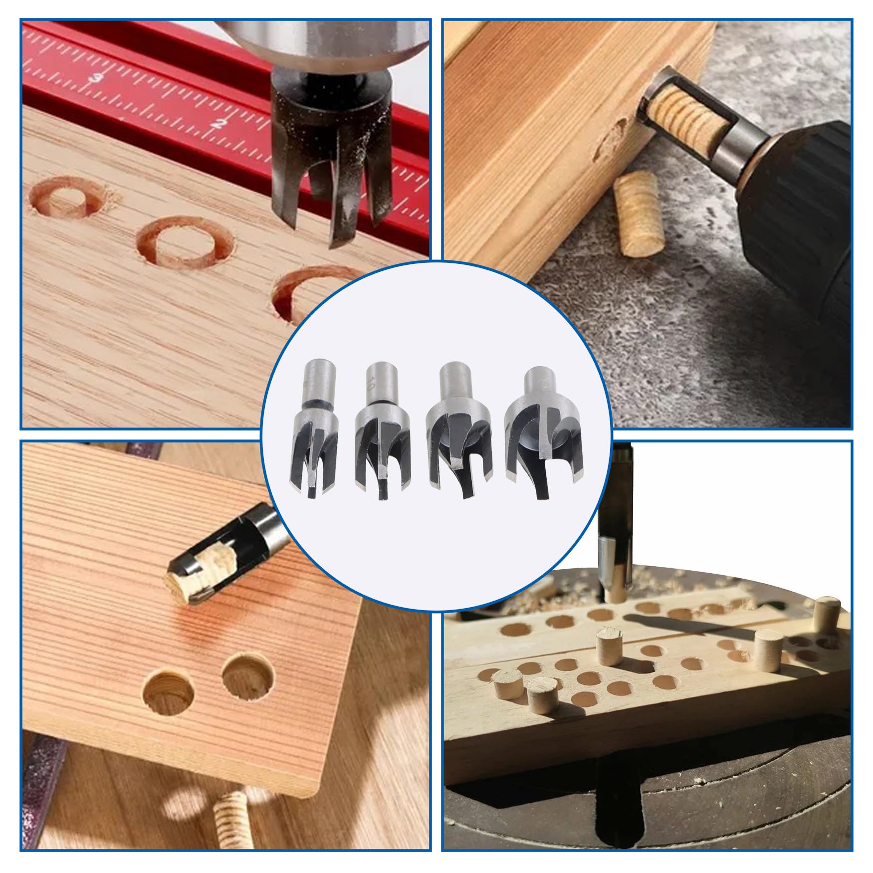 8Pcs 5/8In 1/2In 3/8In 1/4In Wood Plug Cutter Straight And Taper Claw Drill Bit Set Woodworking Hole Saw Cutting Tool 8Pcs 5/8In 1/2In 3/8In 1/4In Wood Plug Cutter Straight And Taper Claw Drill Bit Set Woodworking Hole Saw Cutting Tool