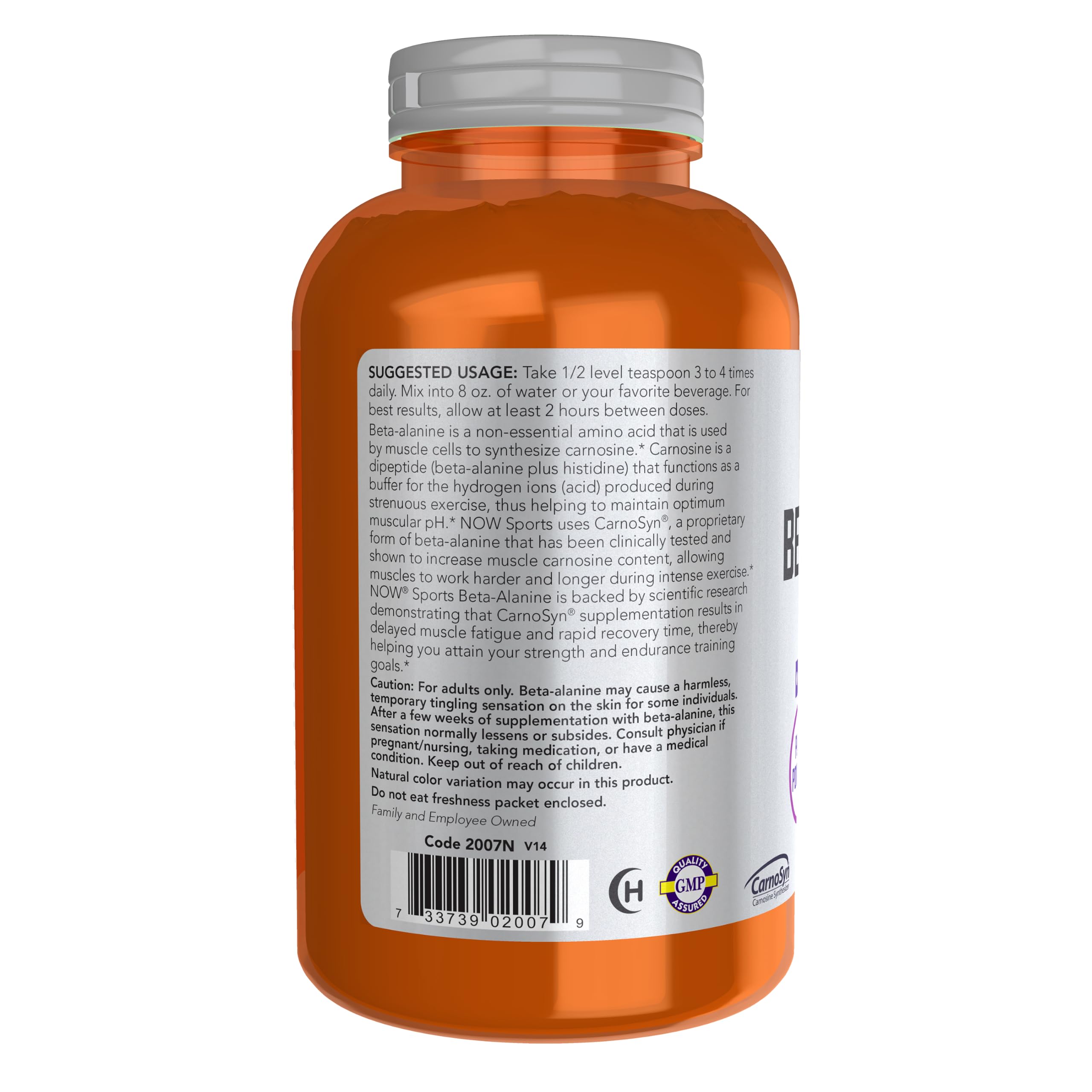 NOW Sports, Beta-Alanine Pure Powder 2,000 mg, Muscular Endurance*, 500 g — Amazon image 3