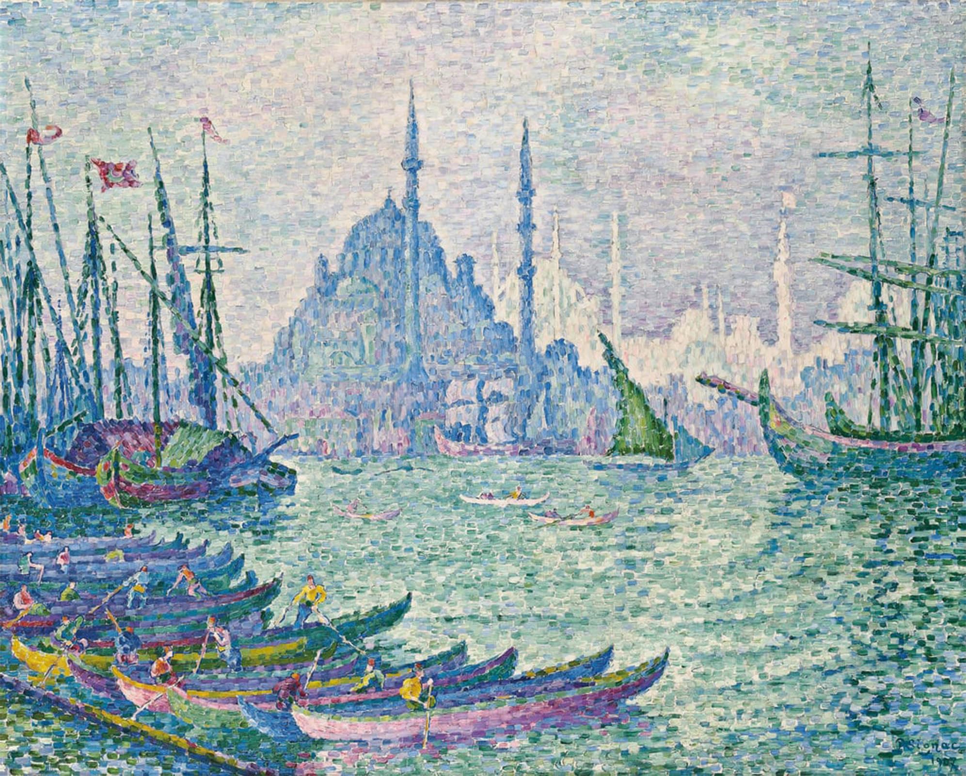 ARTXLXXBN Famous Art Print Poster Vintage Wall Art the Minarets At the Golden Horn by Paul Signac Canvas Art Poster for Home Decor 60x90cm