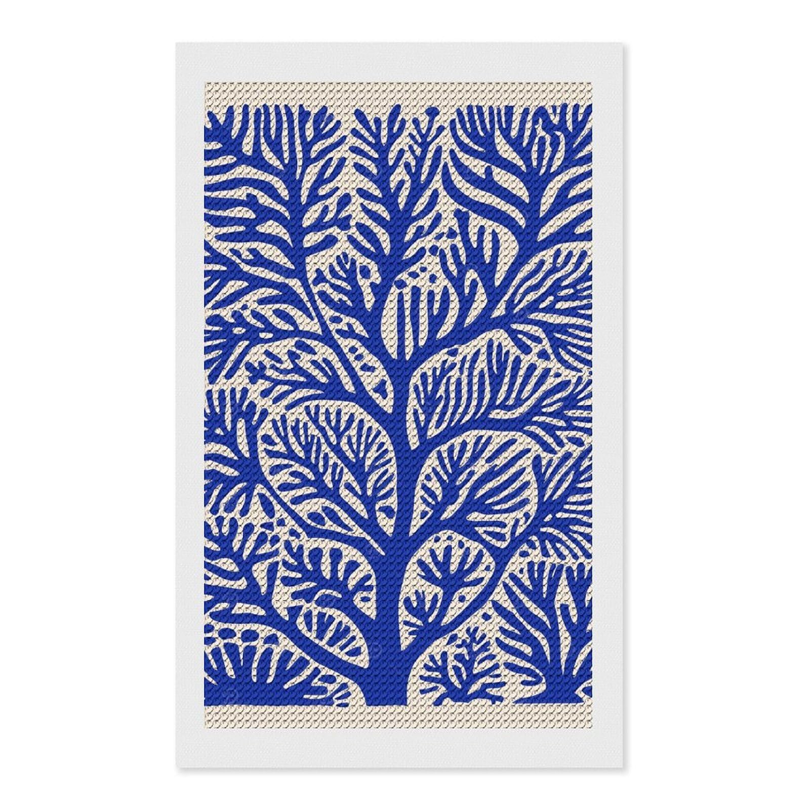 Junmoney Blue Coral Reefs Diamond Painting Canvas Set 12"x20", Easy to Enjoy, Adhesive Canvas, Office Decor, Holiday Gift Idea, with Tool Kit