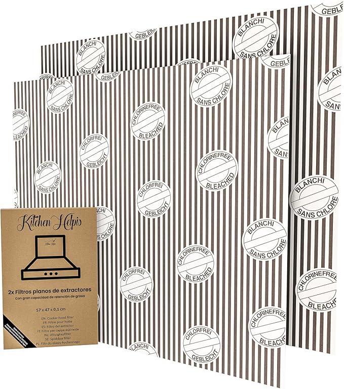 Filtro plano de campana extractora Kitchen Helpis®, 2 piezas, filtro campana extractora, 57x54 cm, 1 mm de espesor, filtro plano de extractor cocina con indicador de saturación