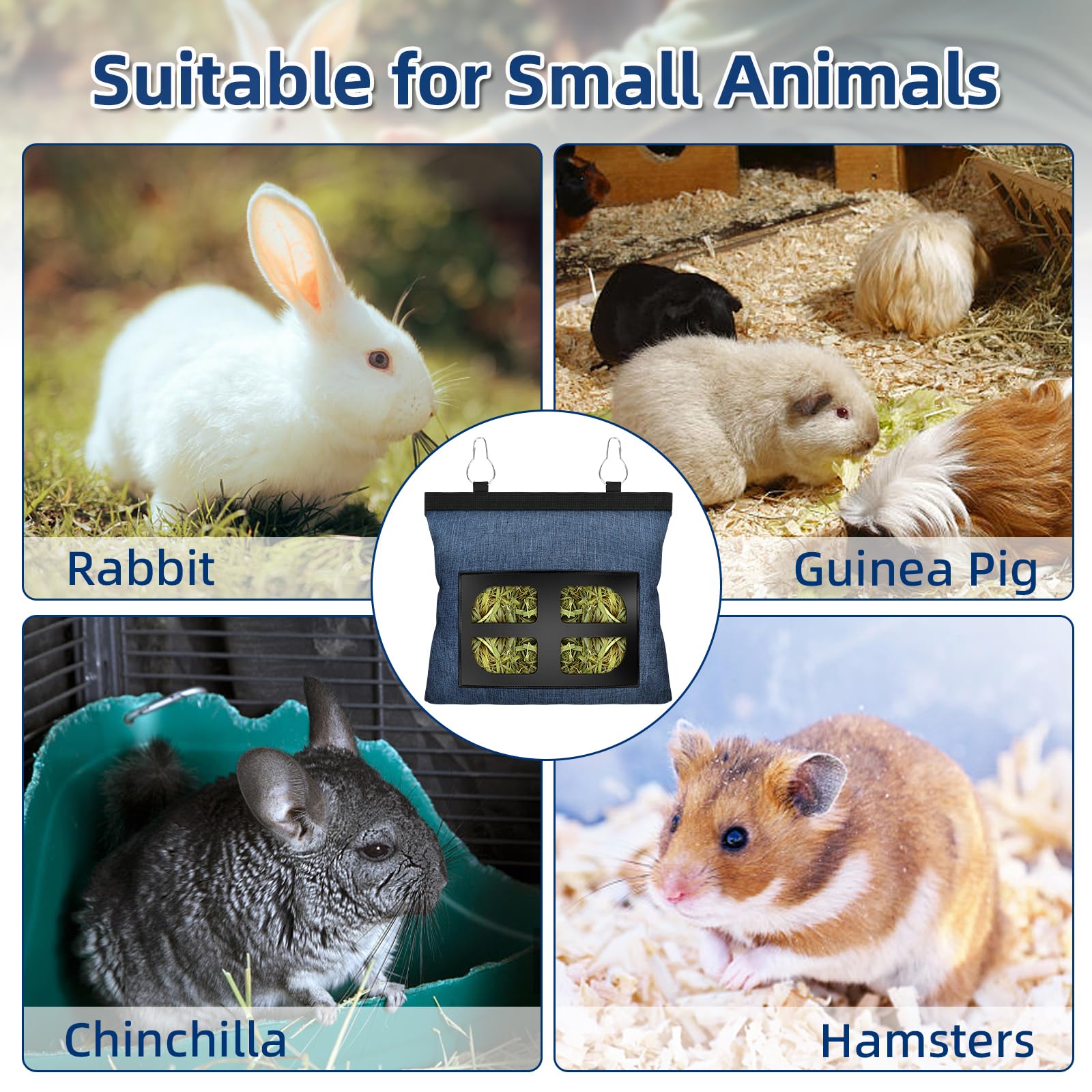 Rabbit Hay Feeder Bag Guinea Pig Hanging Hay Feeding Bag Storage Dispenser for Chinchilla Hamster Bunny Small Animal Pet - image 7