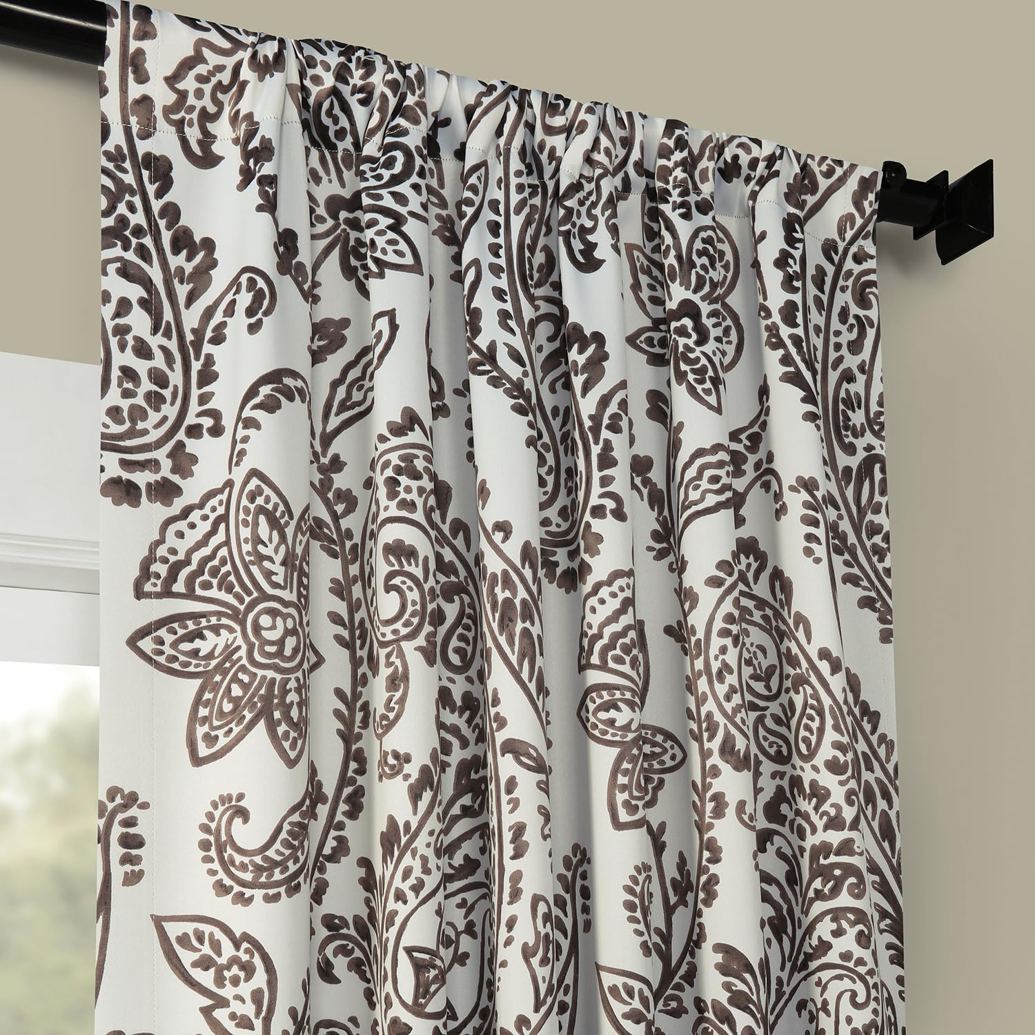 HPD Half Price Drapes Printed Room Darkening Curtain 50 X 96 (1 Panel), BOCH-KC16072D-96, Tea Time Ochre, W 50" x L 96" (1 Panels) - Image 2