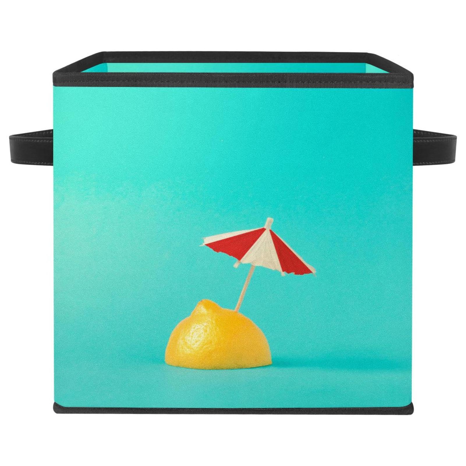 Boîte de rangement pliable en tissu cube organiseur motif citron pour chambre