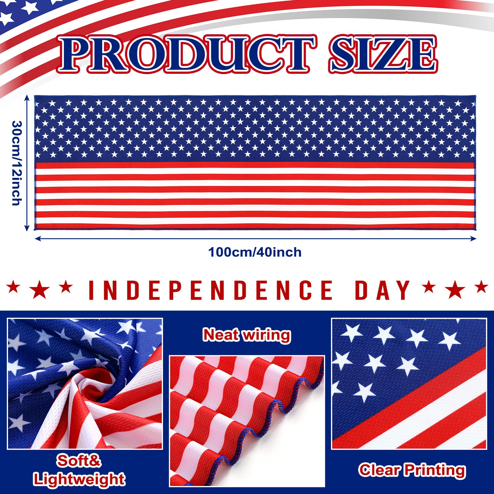 Windkream 12 Pack Patriotic Cooling Towel with American Flag 40