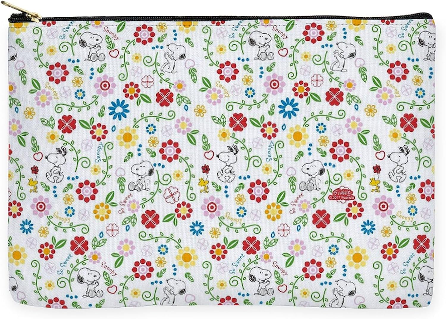CafePress Peanuts Snoopy Spring Pattern Large Zipper Toiletry Pouch, 12.5" x 8.5"