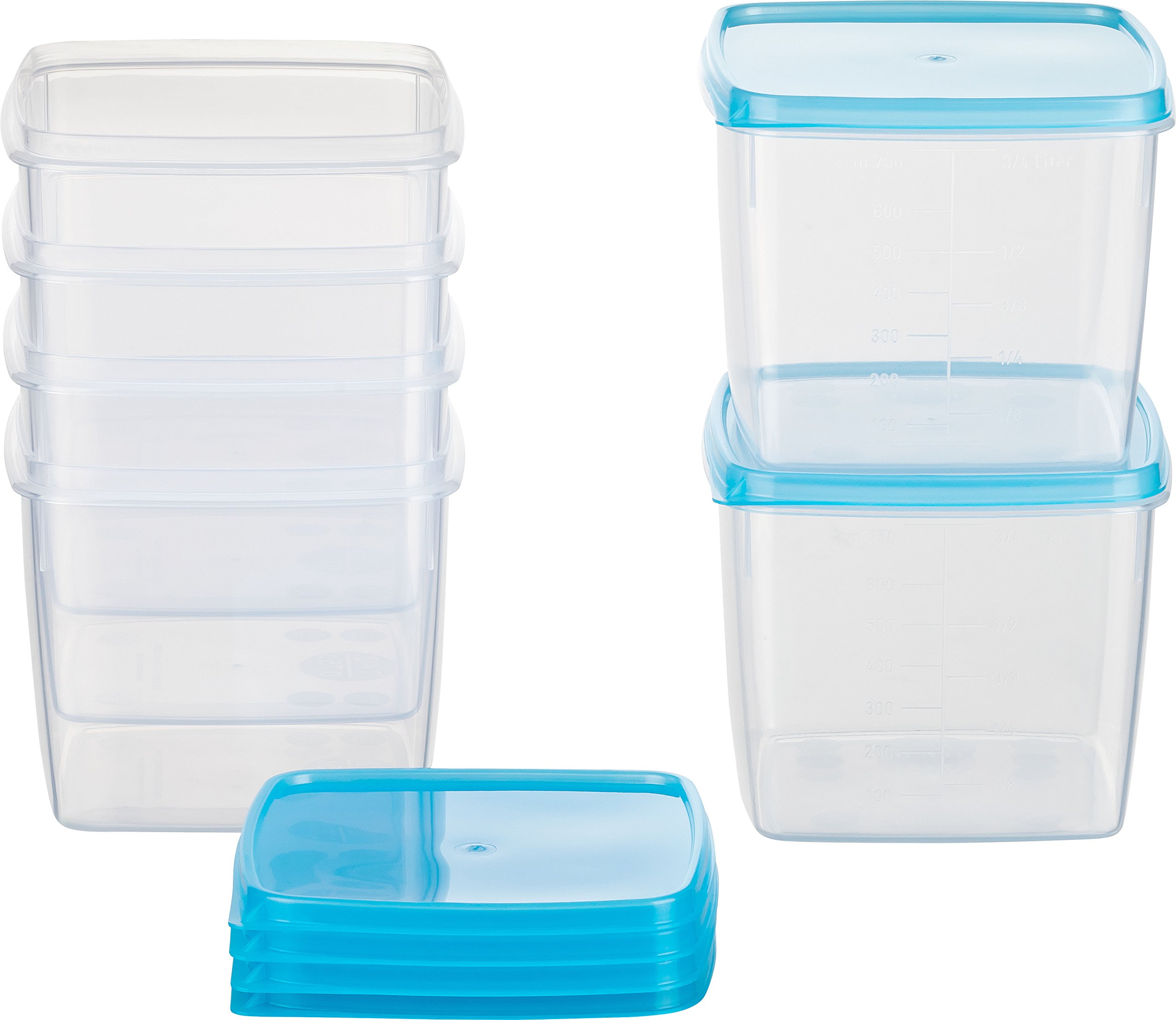 Kigima Gefrierdosen 6x0,75L quadratisch Hellbllau – Vorratsdosen mit Deckel luftdicht – Frischhaltedosen mit Deckel – Aufbewahrungsbox Küche für Mealprep & Organisation – Austrian Quality