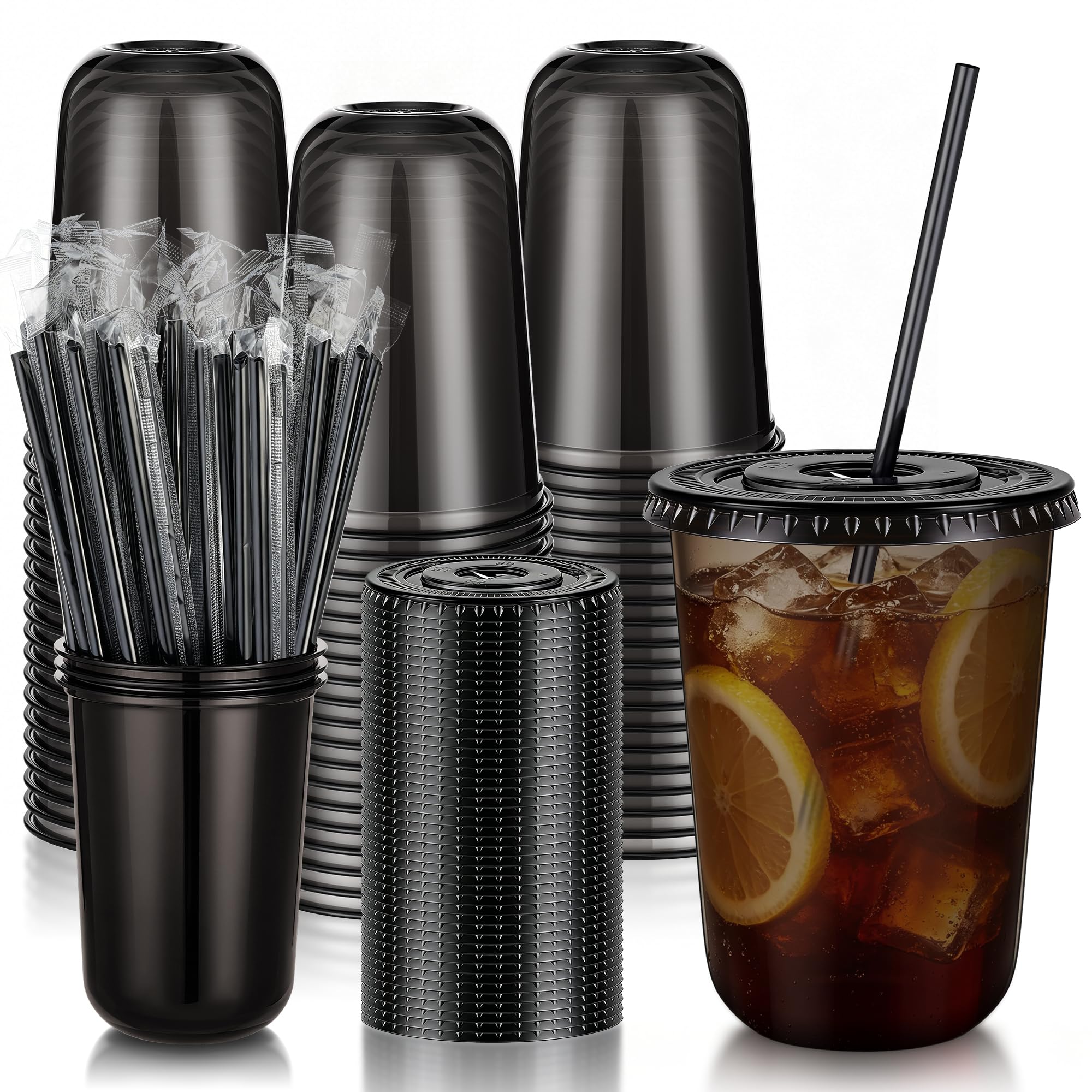 KesaPlan 50 Pack 16 oz Pink Plastic Party Cups with Lids and Straws — Amazon image 11