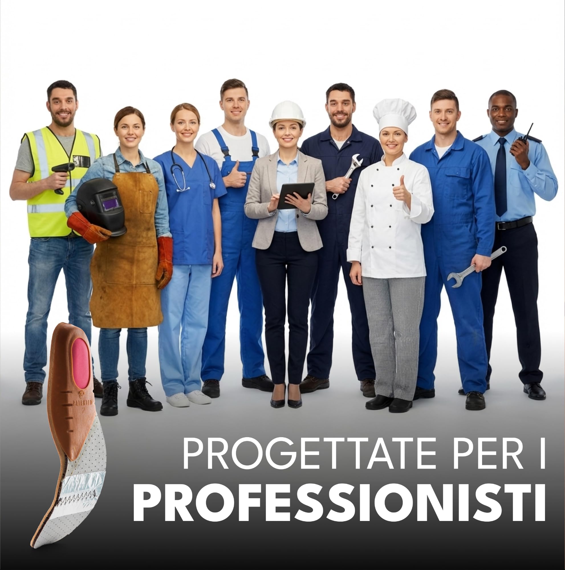 Saluber Solette Safety 401, Solette Scarpe Antinfortunistiche: Poron+ riduce l'affaticamento del piede, Carbone Attivo per Freschezza, Vero Cuoio per Comfort, con Cucitura Antistatica (44)