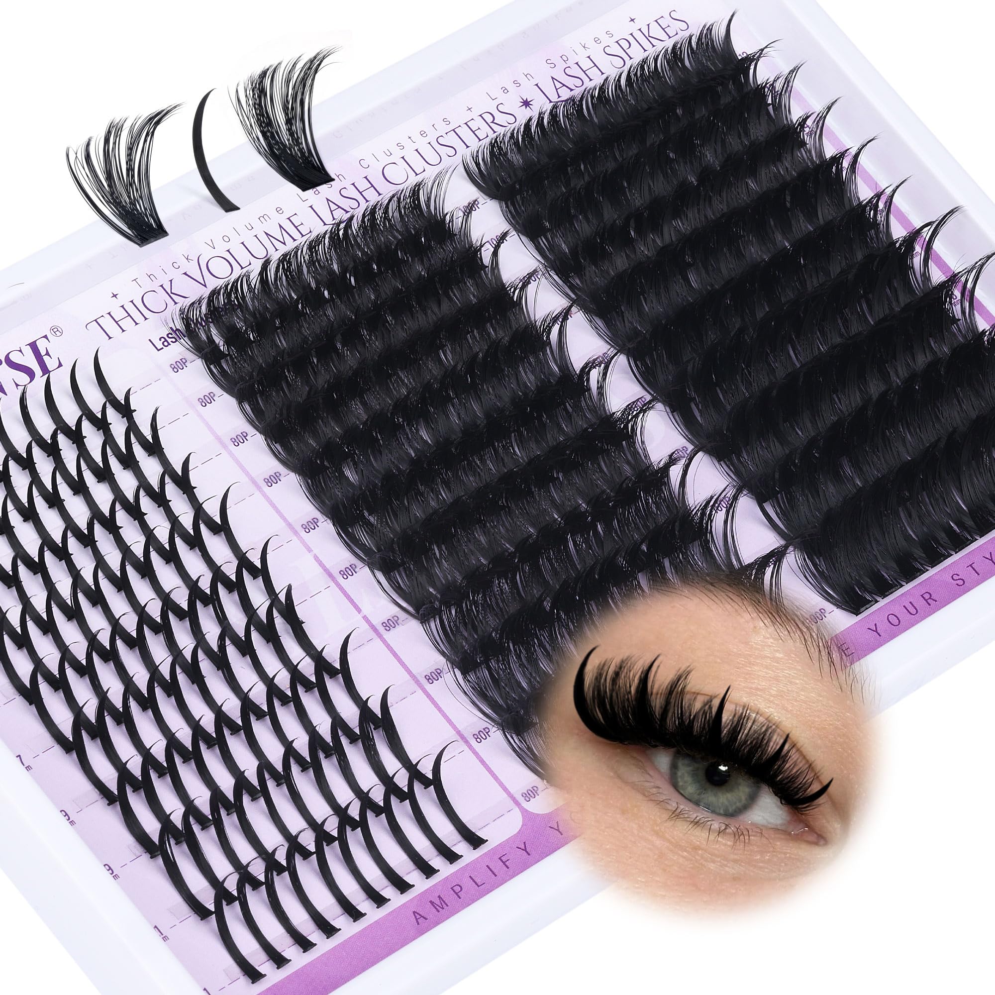 Spiky Lash Extension 80D 100D Cluster Eyelash Extensions with Lash Spikes Lash Clusters Wispy Eyelashes Clusters Fluffier Individual