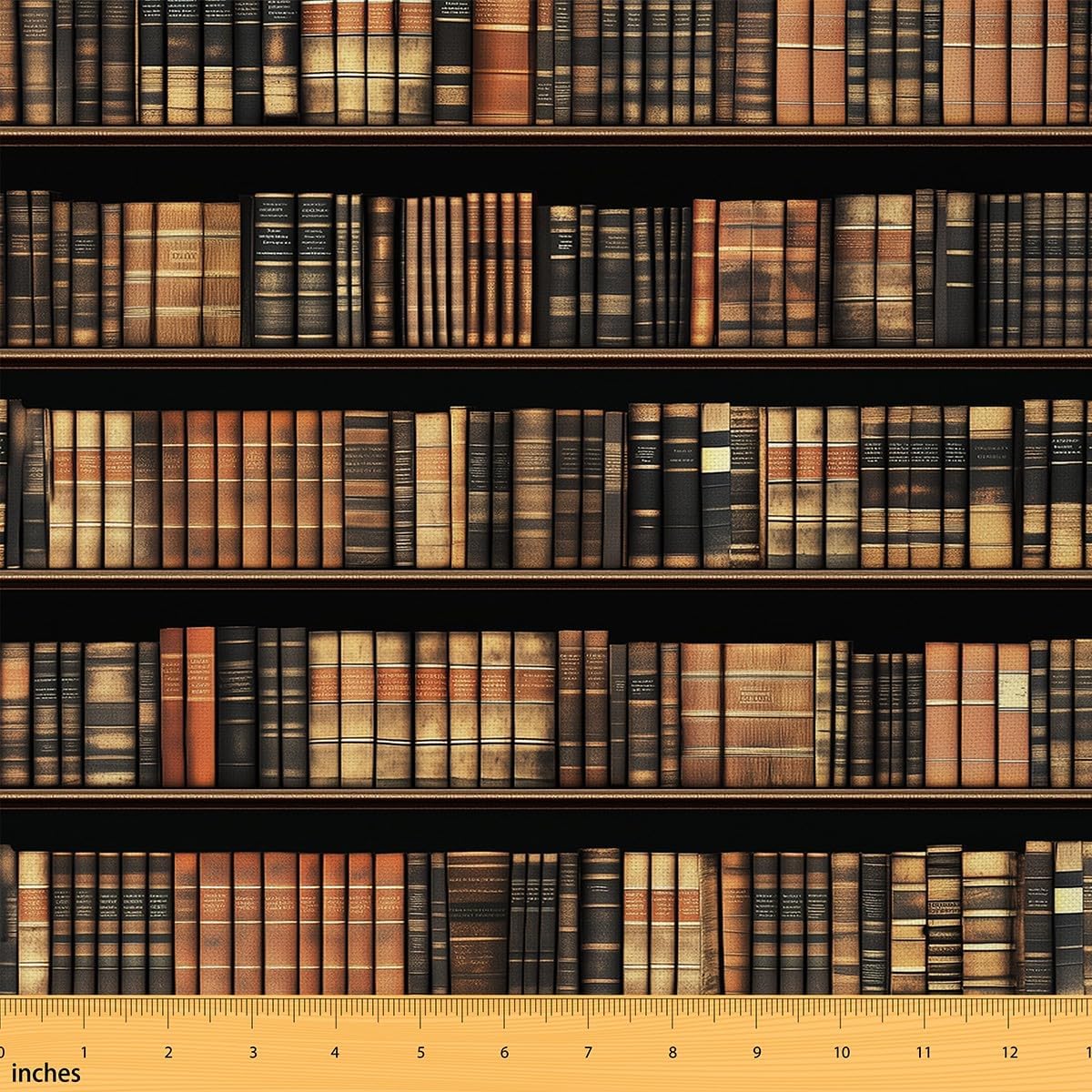 Feelyou Books Upholstery Fabric,Bookshelf Printed Fabric by The Yard,Ocean of Knowledge Decorative Fabric for Upholstery and Home DIY Projects, Vintage Bookshelf Outdoor Fabric, 3 Yards, Brown