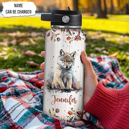 Vista 80 de Hyturtle Botella de agua personalizada de burro, botella de acero inoxidable aislada con nombre personalizado con tapa a prueba de fugas, 18 onzas