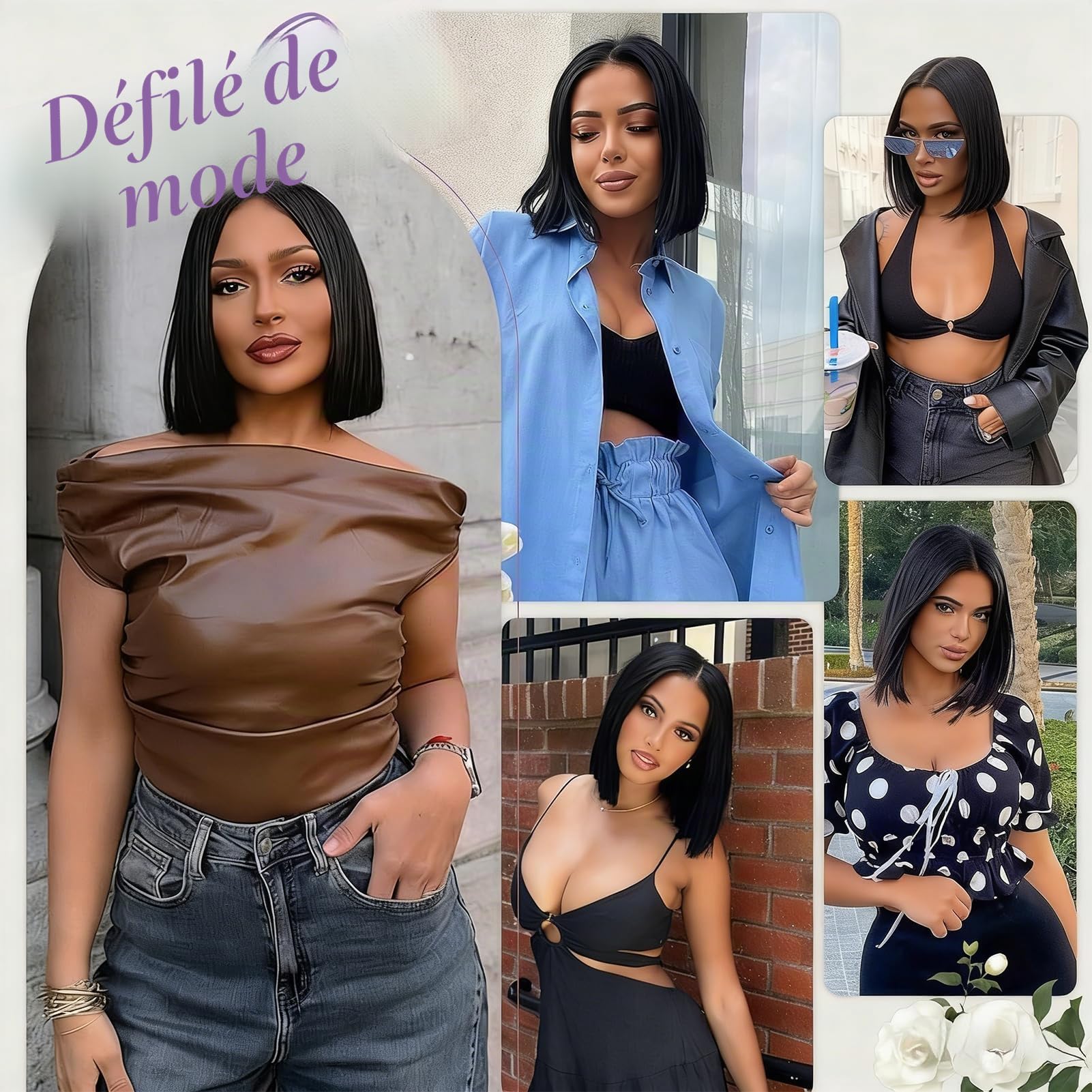 XSY Glueless Perruque Cheveux Humain Bob Wig Human Hair Wear And Go Perruque Femme Naturelle Sans Colle Pré-Découpée Pré-Épilée 4×4 Hd Perruques à Dentelle Frontale 180% Densité 10 Inch
