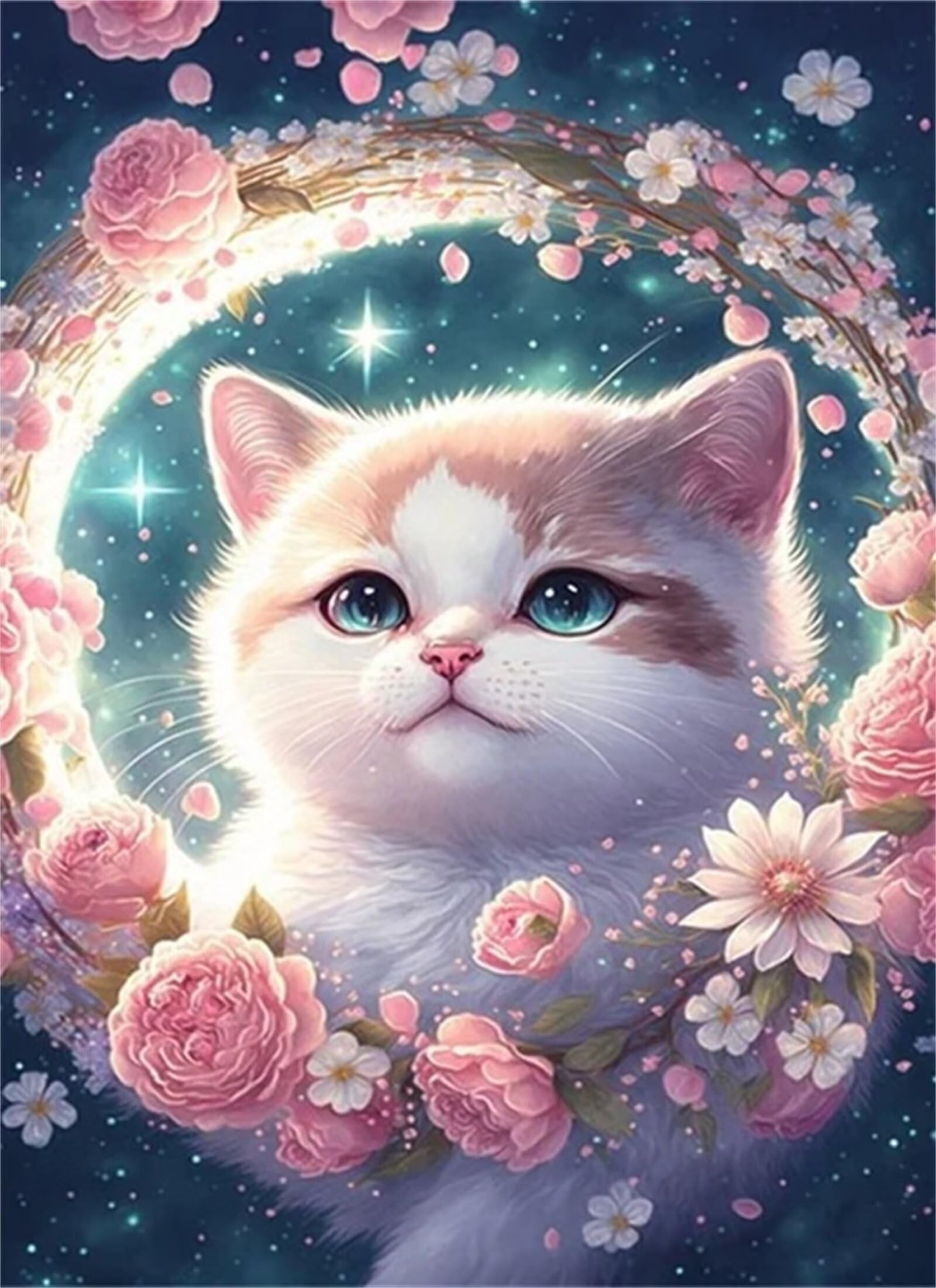 Peinture par Numero pour Adulte Enfant,Chat mignon Bricolage Peinture par Numéros à l'huile sur Toile,avec Peintures Acryliques et Pinceaux Kits pour la Décor de la Maison 60x75cm - sans Cadre