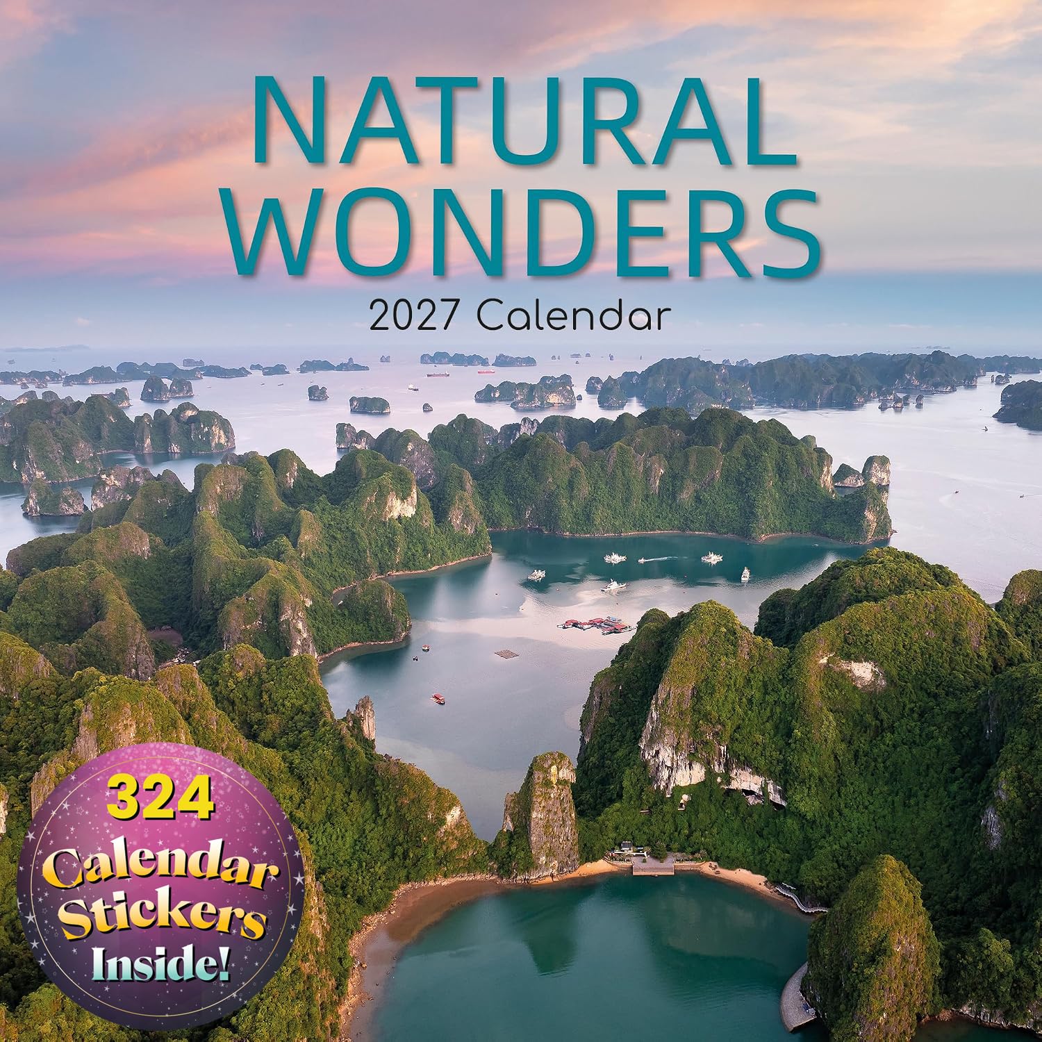 2027 Square Wall Calendar - Natural Wonders 12 x 12 Inch Monthly View, 16-Month, Natural World Theme, Includes 180 Reminder Stickers