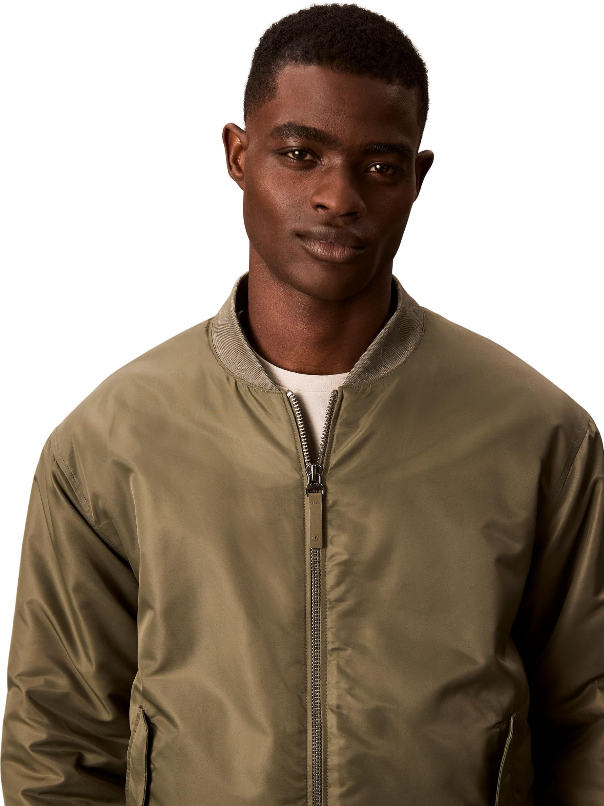 Calvin Klein Jeans Kurtka męska LS NYLON BOMBER LV04RC526G, beżowa (Dusty Olive), L, Beżowy (Dusty Olive), L