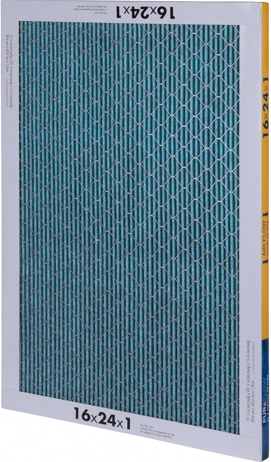 PUREFLOW Odor Control Home Air Filter MERV 13, 16x24x1 Furnace Filter, 4 Layer High Efficiency Filtration for Dust, Smoke, Fumes, Pollutants (Pack-of-2)