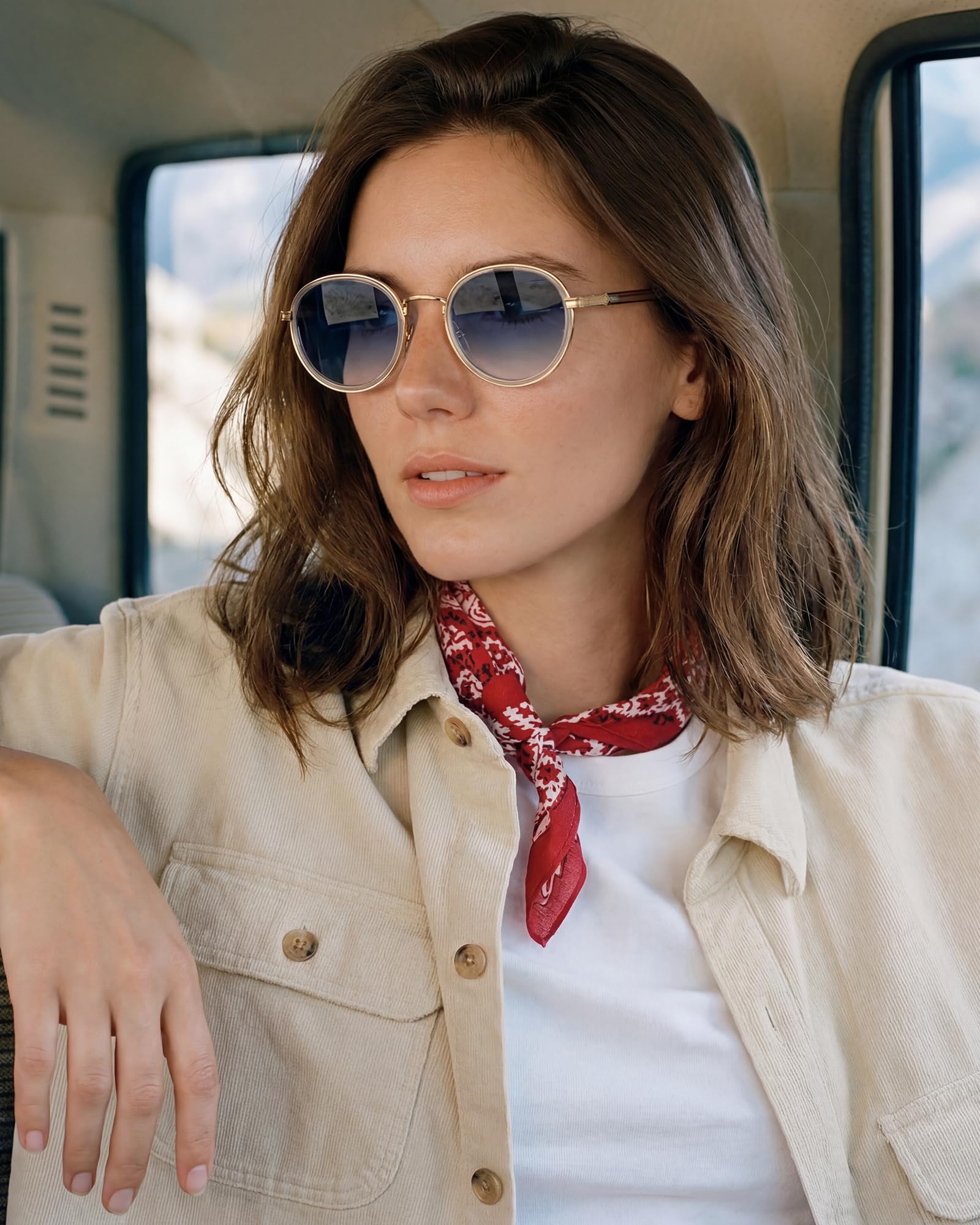 CARFIA Fashion Okulary Przeciwsłoneczne Damskie Okulary Damskie z Polaryzacją Okrągłe Okulary Damskie Metalowa Oprawka