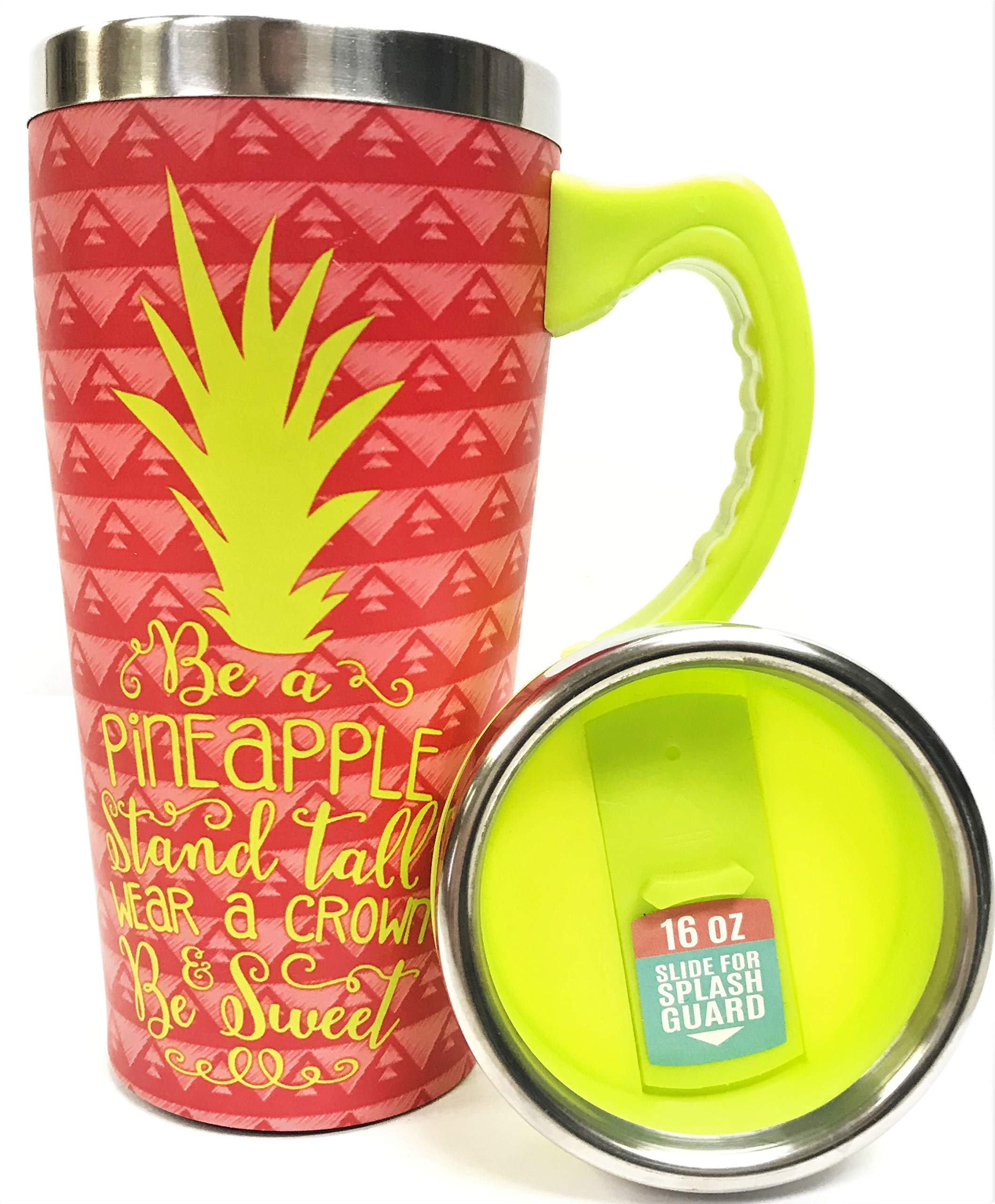 Eclipse Sarcastic Cool Pretty Fun Catchy Design 16oz 100% Stainless Steel Temperature Retention Travel Mug Cup w/Handle, Choose Your Own Style! (PINEAPPLE)