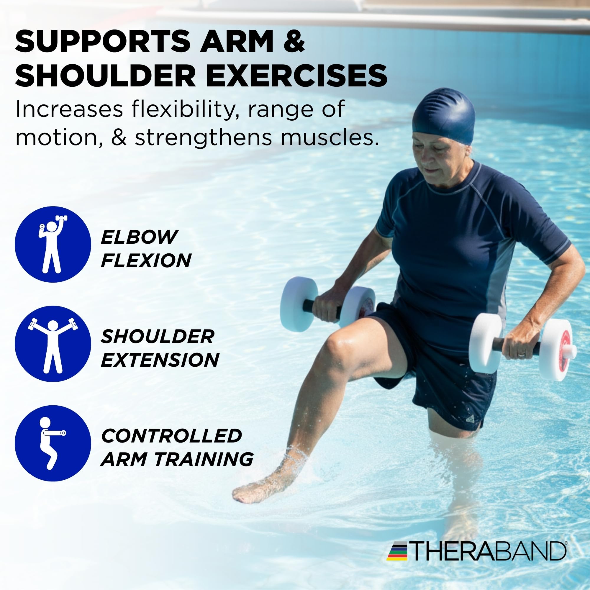 THERABAND Haltère aquatique avec poignée rembourrée pour piscine aérobic, thérapie, fitness, entraînement