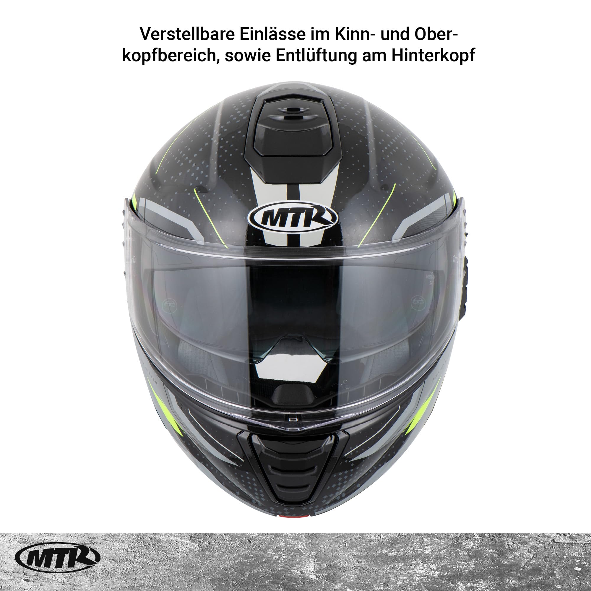 MTR K-4 Evo Klapphelm, als Jethelm & Integralhelm ECE 22.06 Geprüft, Motorradhelm mit Sonnenvisier, Mopedhelm mit Komfort-Innenfutter, Motorradhelm Herren & Damen, Matt Schwarz, XS-XXL
