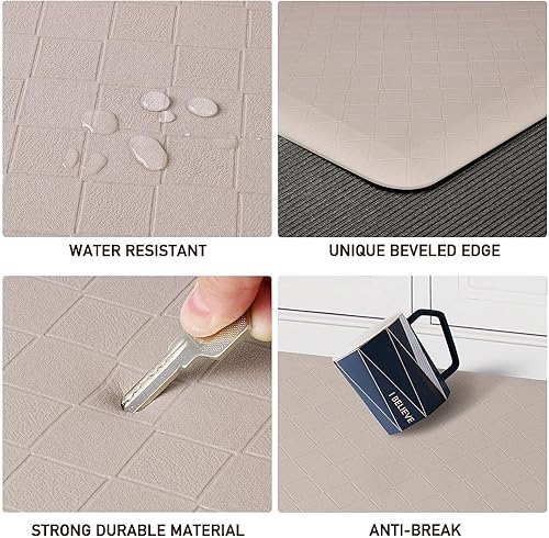 Vista 103 de HappyTrends - Tapete acolchado antifatiga y antideslizante, 17.3 x 28 pulgadas, grueso, resistente, impermeable, ergonómico, cómodo, para cocina