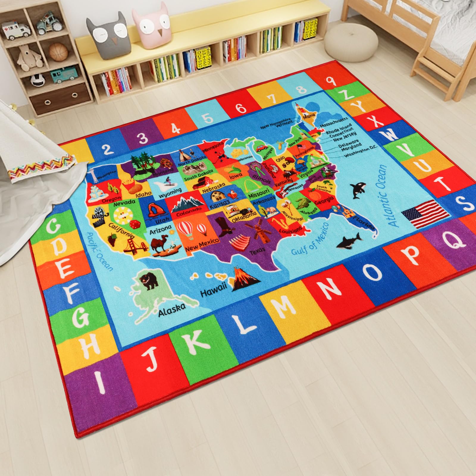 Educational Play Mat World Map ABC Kids Play Rug 200x150cm ...
