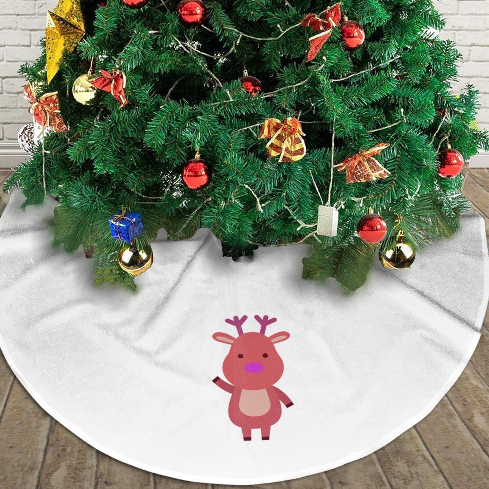Gonna Albero Di Natale In Velluto Rosso Con Ricamo Di Foglie Di Agrifoglio - 91,4 Cm - 4