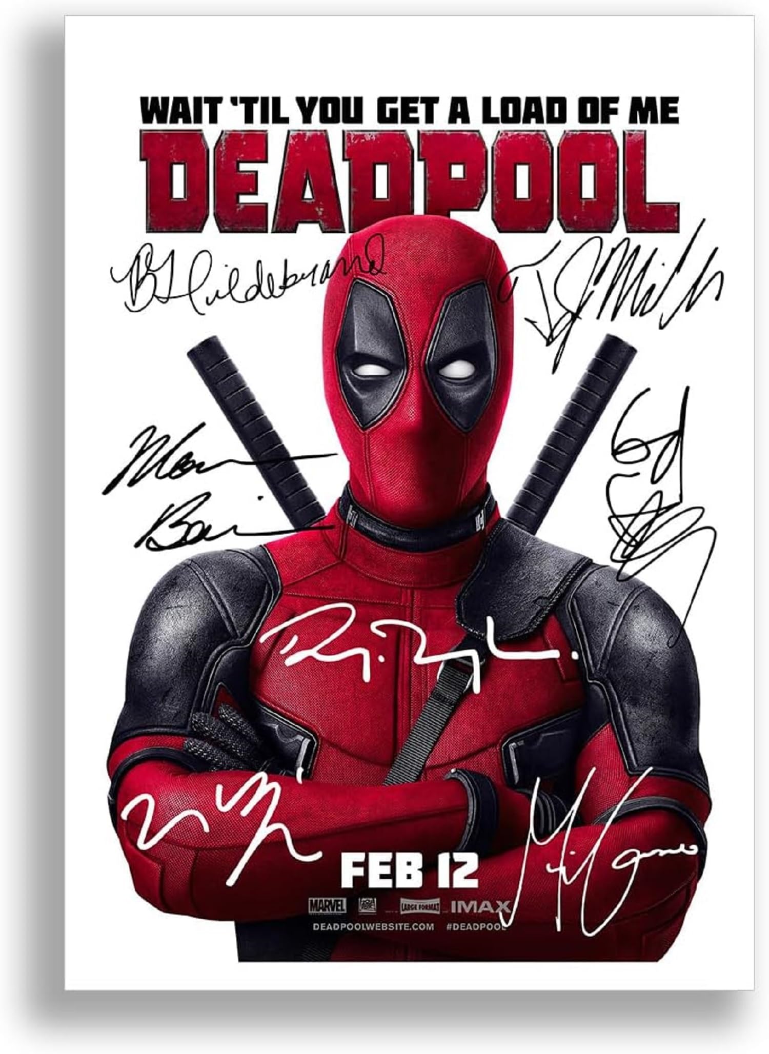 Mounted Gifts A3 Poster Only Deadpool Cast Signed A4 Poster Photo Print Framed Autograph Gift Movie Film (A3 Poster Only)