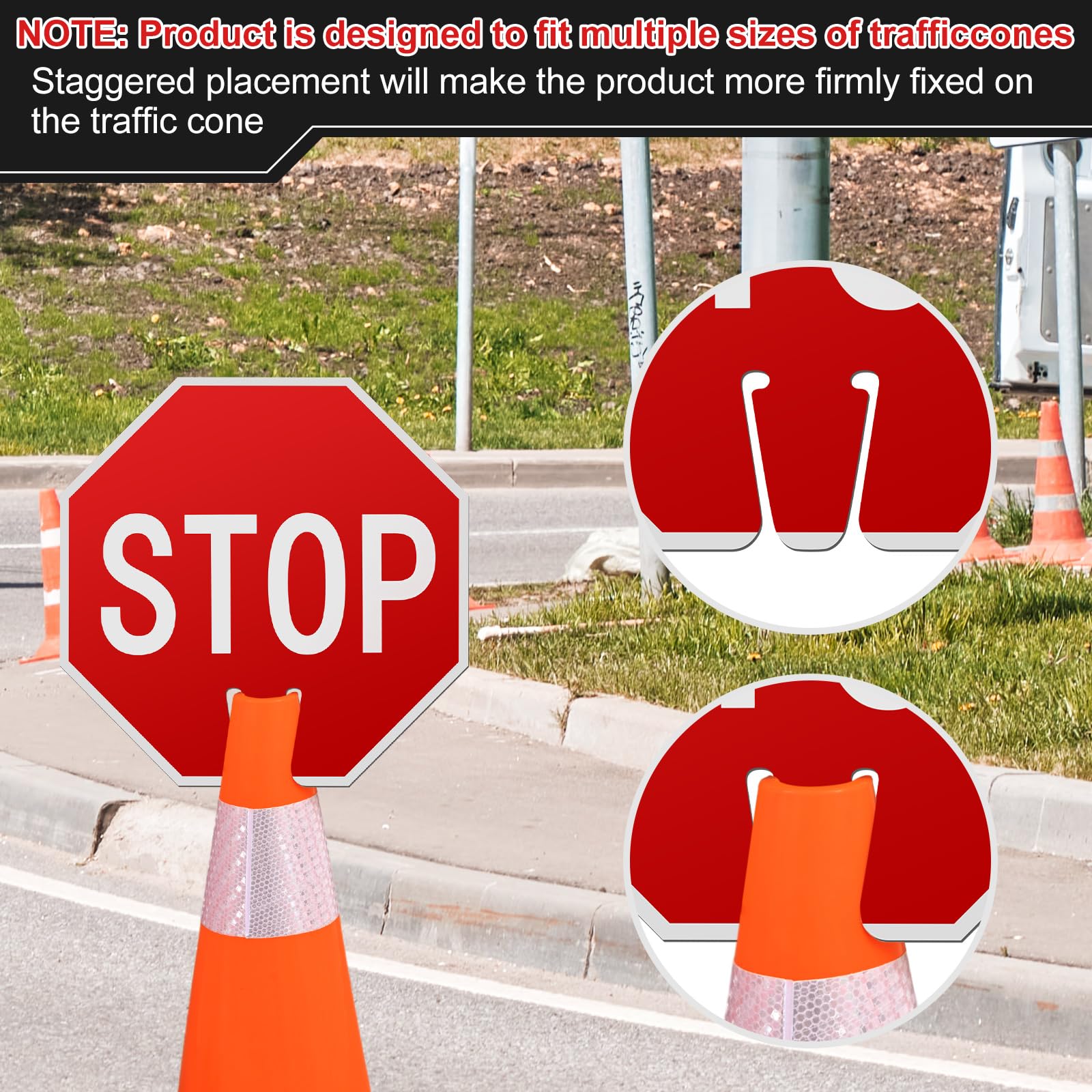 Geetery 3 Pcs Stop Sign 12x12", Durable PVC Traffic Warning for Cone — Amazon image 6