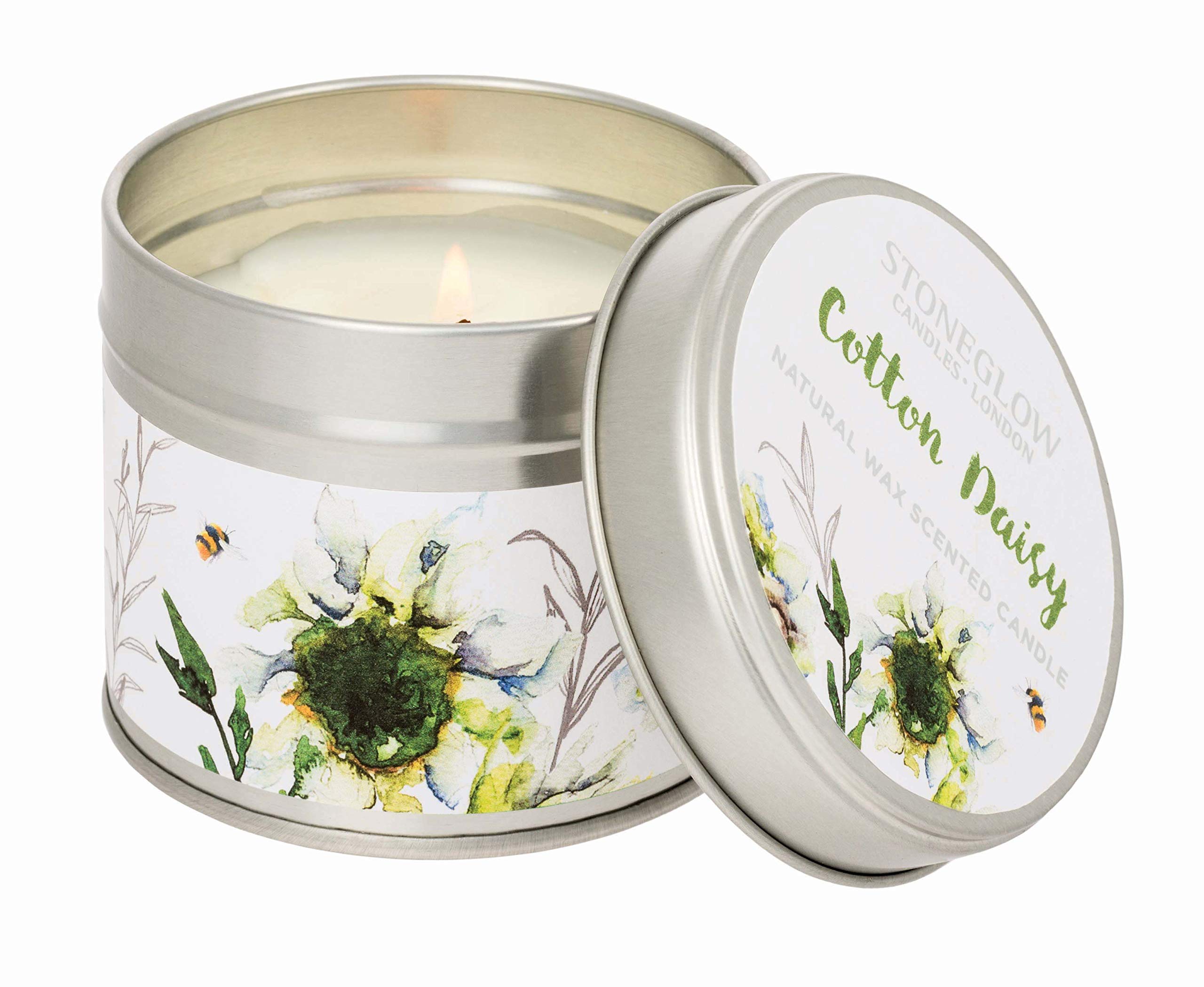 Stoneglow Botanic Natural Wax Candle Tin (Cotton Daisy)