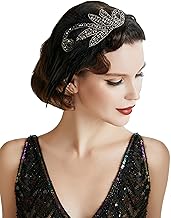 BABEYOND Bandeau Gatsby Cristal 1920s Plume Flapper Accessoires Charleston Vintage Noir