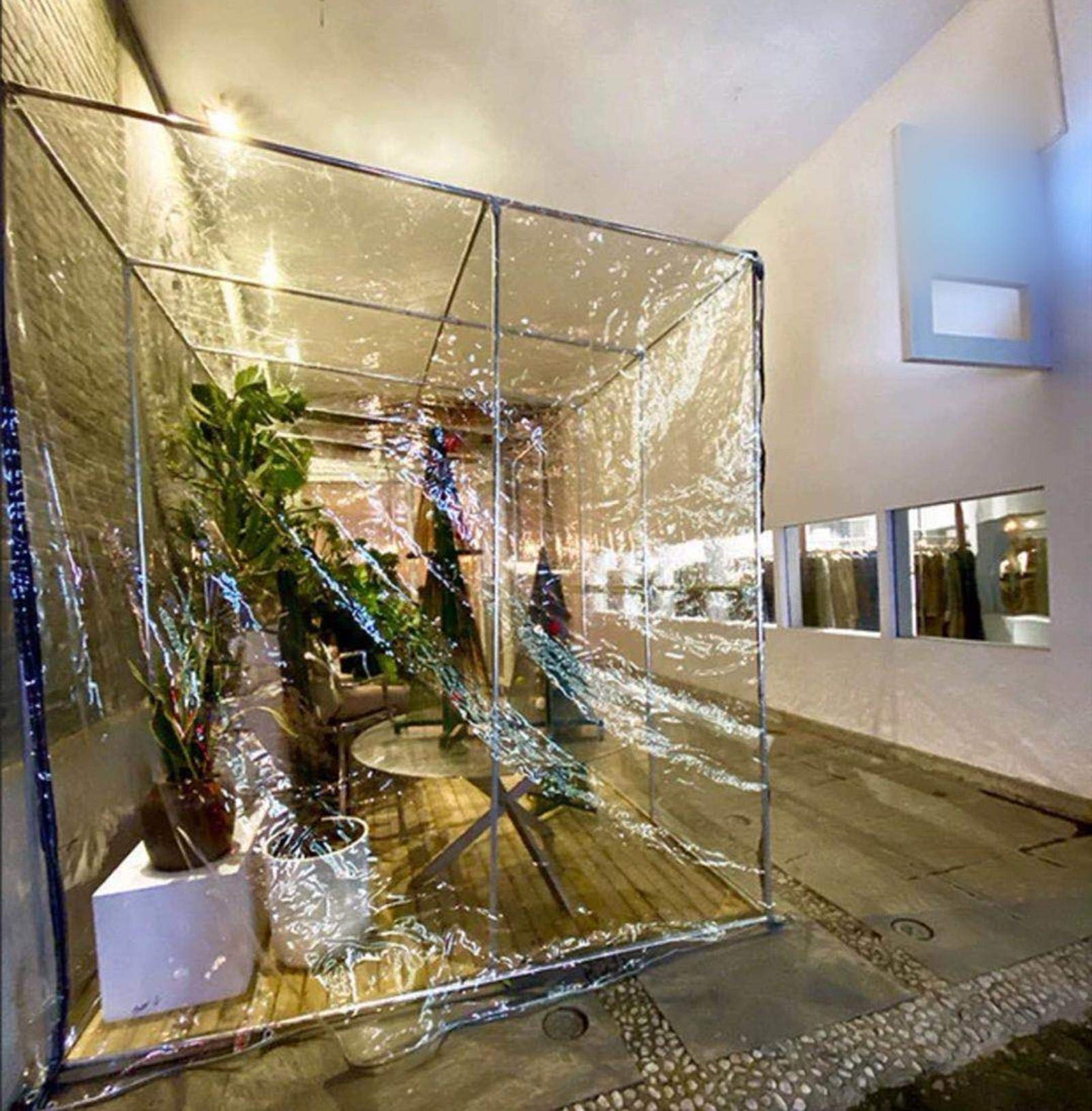 0.4mm Transparente Plane Mit ösen,Wasserdicht Klar Abdeckplane Gewebeplane PVC Folie Markisen Tarps Schutzplane Für GartenmöBel,Bodenabdeckungen Schuppenstoff Regenfest 450G/M²(2.4x3m/7.9x9.8ft)