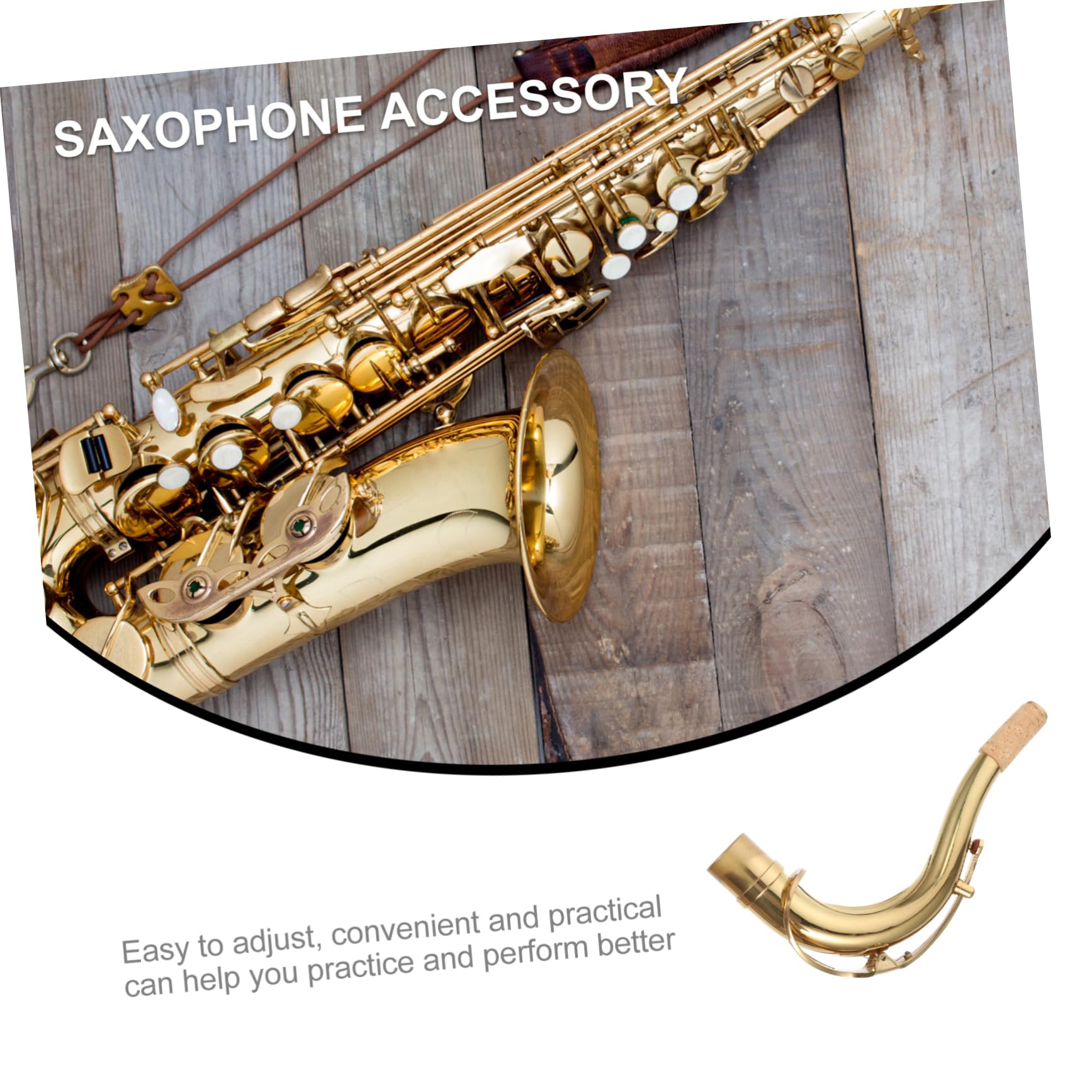 Collo Saxofono Curvo in Ottone Dorato, Parte di Ricambio | Tubo Piegato per Sax Contralto in Si Bemolle, Accessorio Musicale 1 Pezzo, Facile da Regolare e Pratico