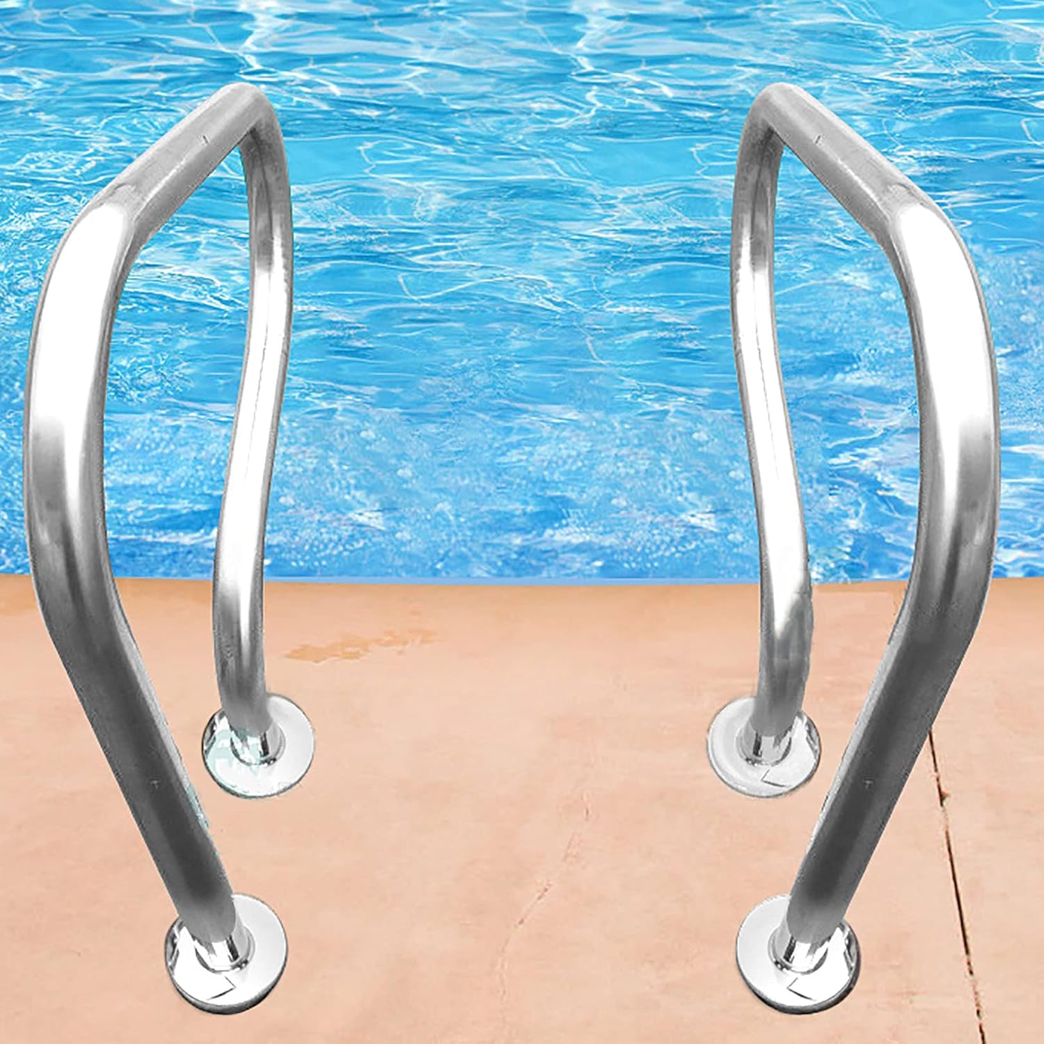 Pool Hand Rail w/Blue Grip Cover, Easy Mount 304 Stainless Steel Hand Grab Rail Load Capaci 440 LBS (Thick 1mm)