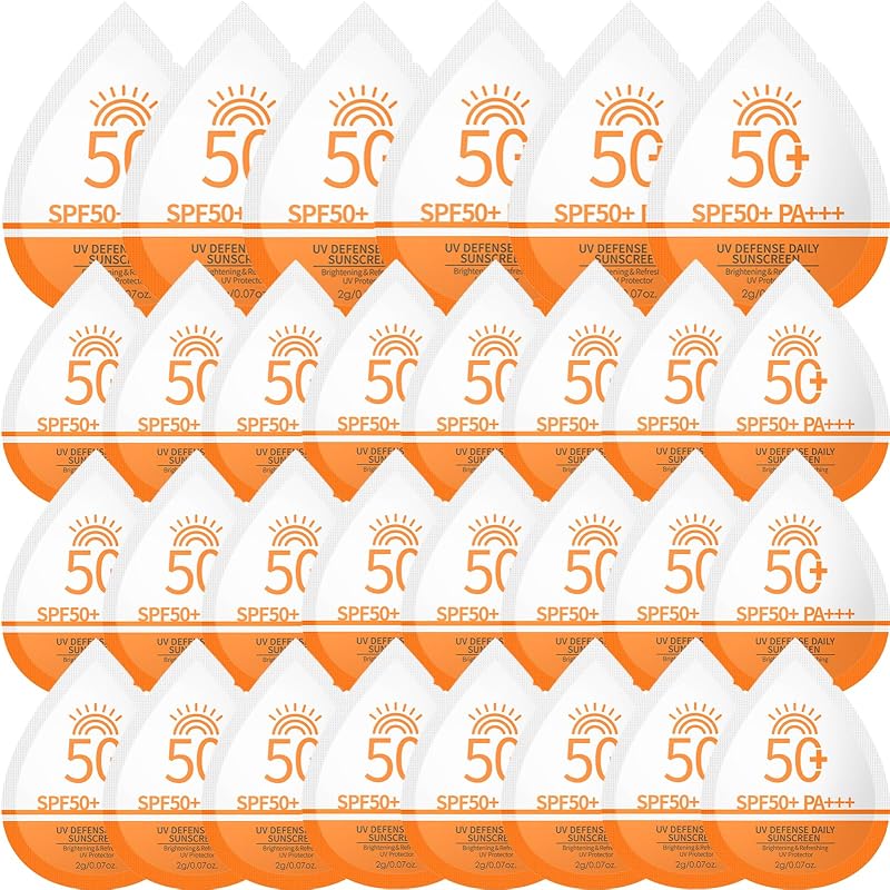30 Pcs Mini Sunscreen Bulk, SPF 50+ Travel Size Sunscreen for Face & Body | Bulk Mini Sunscreen Packets for Party Favor,Travel Sunscreen Lotion,Lightweight & Non-Greasy,Summer Vacation & Outdoor Sports