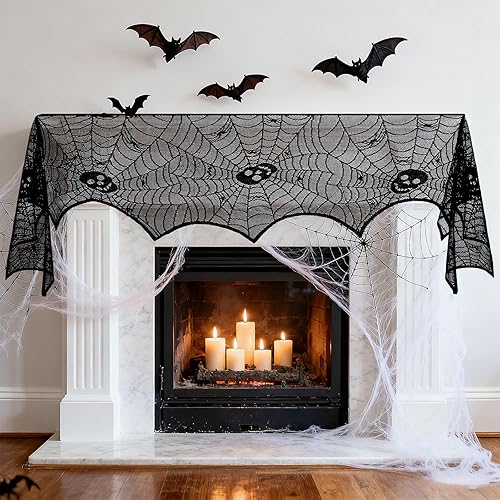 Pangda Halloween Cobweb Fireplace Scarf Mantle Scarf Spider Web Decorations