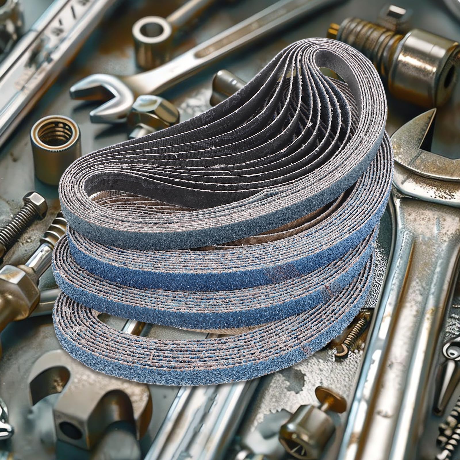 jojofuny Bandas de Lija de Grano 40 para Lijadora de Metal y Madera, 40 Piezas de Cinturones Abrasivos de Tela y Corindón para Uso Industrial y Reparación Automotriz