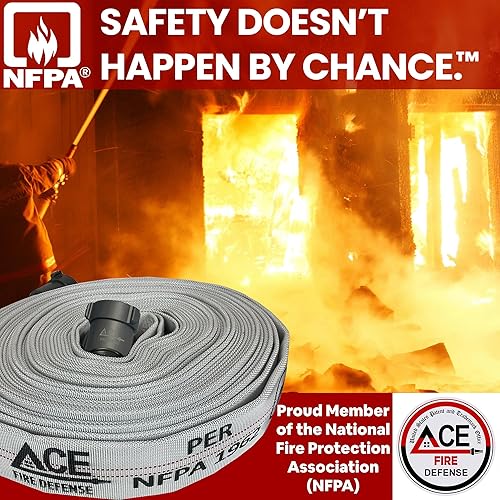 Miniatura 2 de Manguera de fuego aprobada por FM, paquete de 4 unidades de 75 pies x 1-12 pulgadas, manguera de fuego de ataque forestal probada de 250 psi de