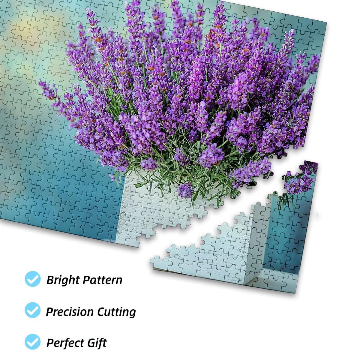 Puzzle 1500 elementów dla dorosłych, kwiat, lawenda, klasyczne drewniane puzzle dla dorosłych, 87 x 57 cm, niepożądane wyzwanie, gra edukacyjna, puzzle dla całej rodziny, relaksujący prezent dla