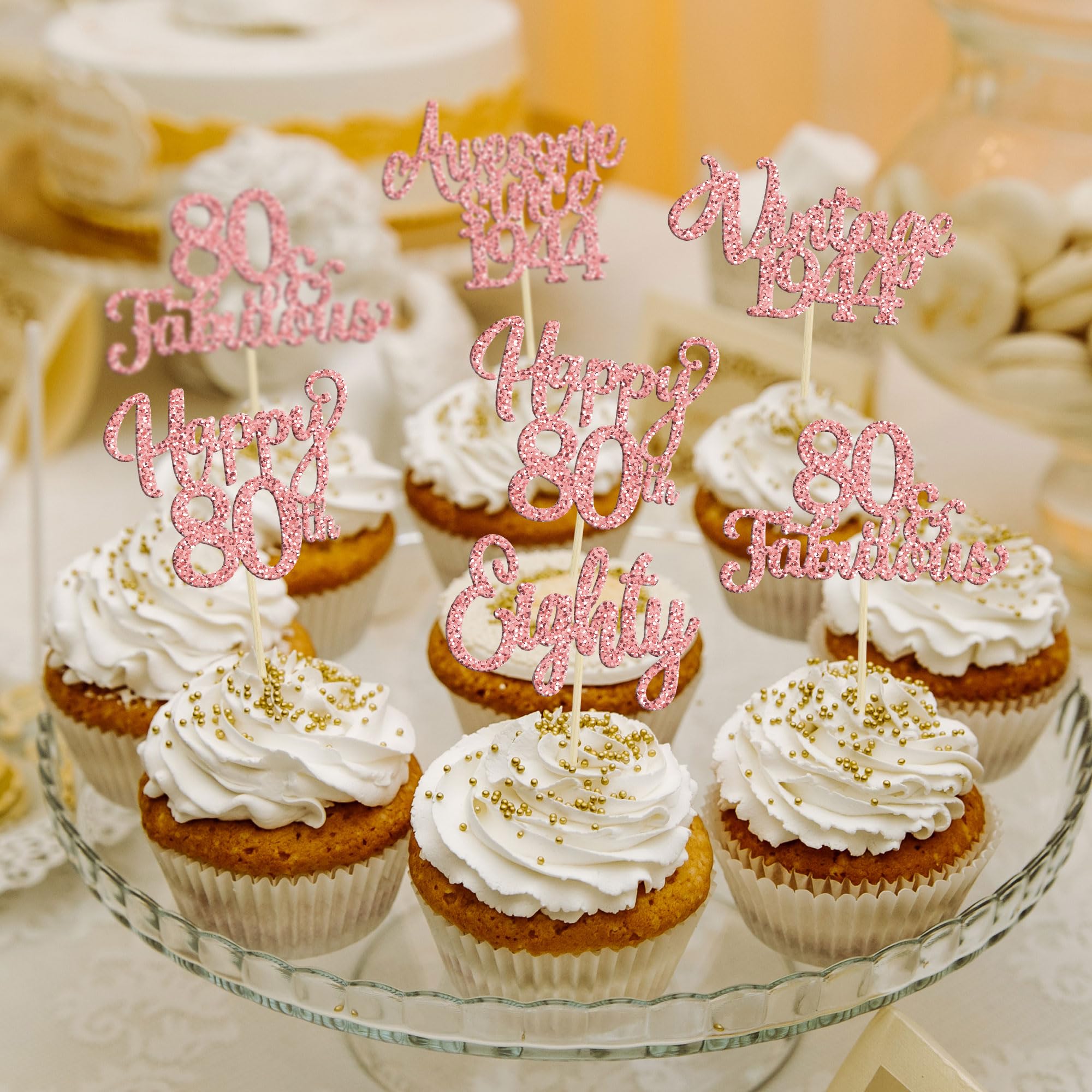 Cupcake-Topper Für 80. Geburtstag – Glitzernd, „Toll Seit 1944“, 30 Stück, Nicht Essbar