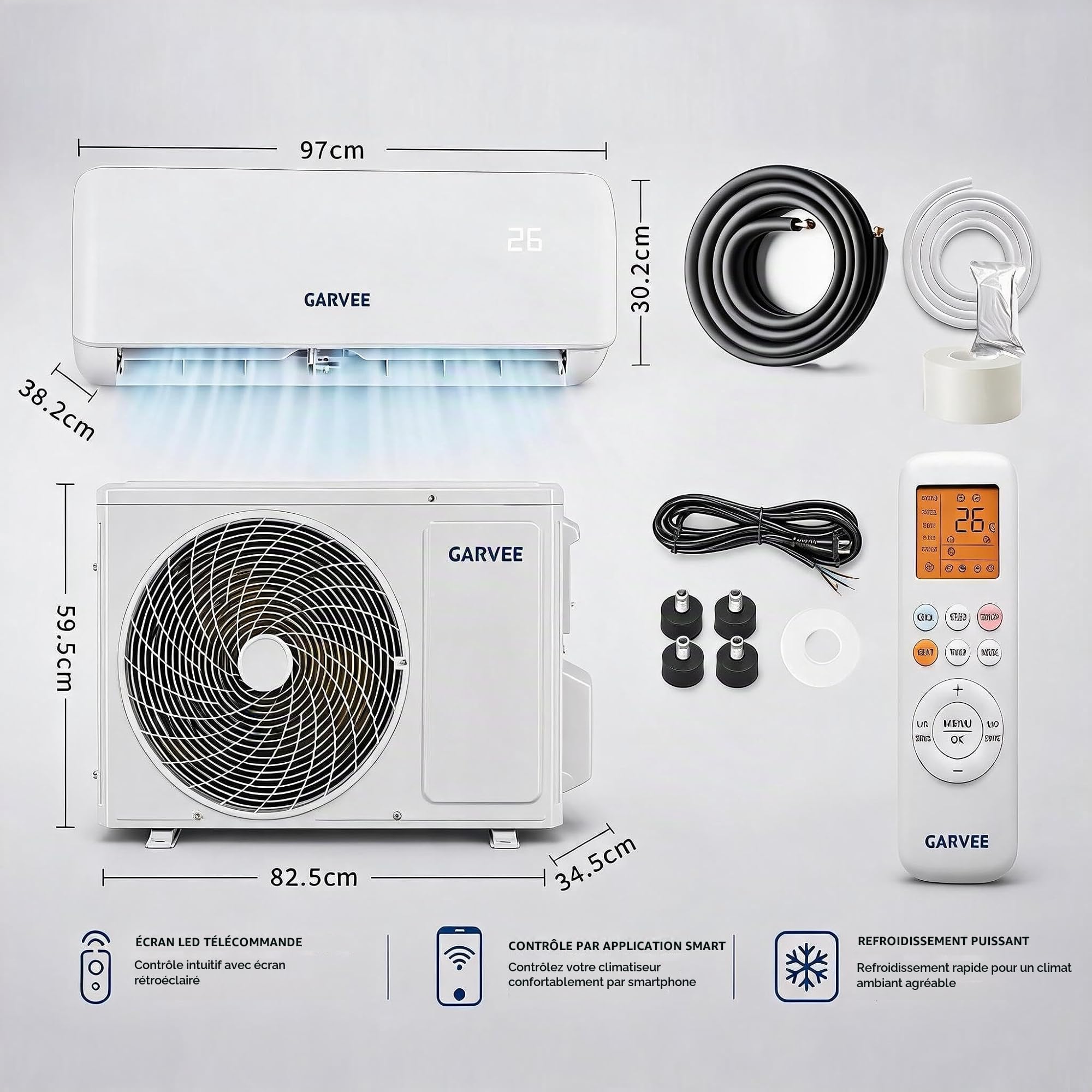 Acekool Climatiseur split peinture murale Inverter 18000 BTU