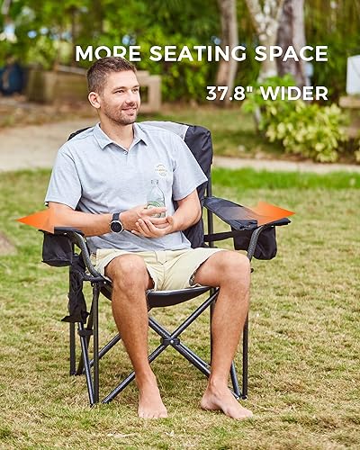 Miniatura 8 de KingCamp Silla plegable de gran tamaño, resistente 450 libras con mesa de campamento plegable, mesa de campamento enrollable de aluminio