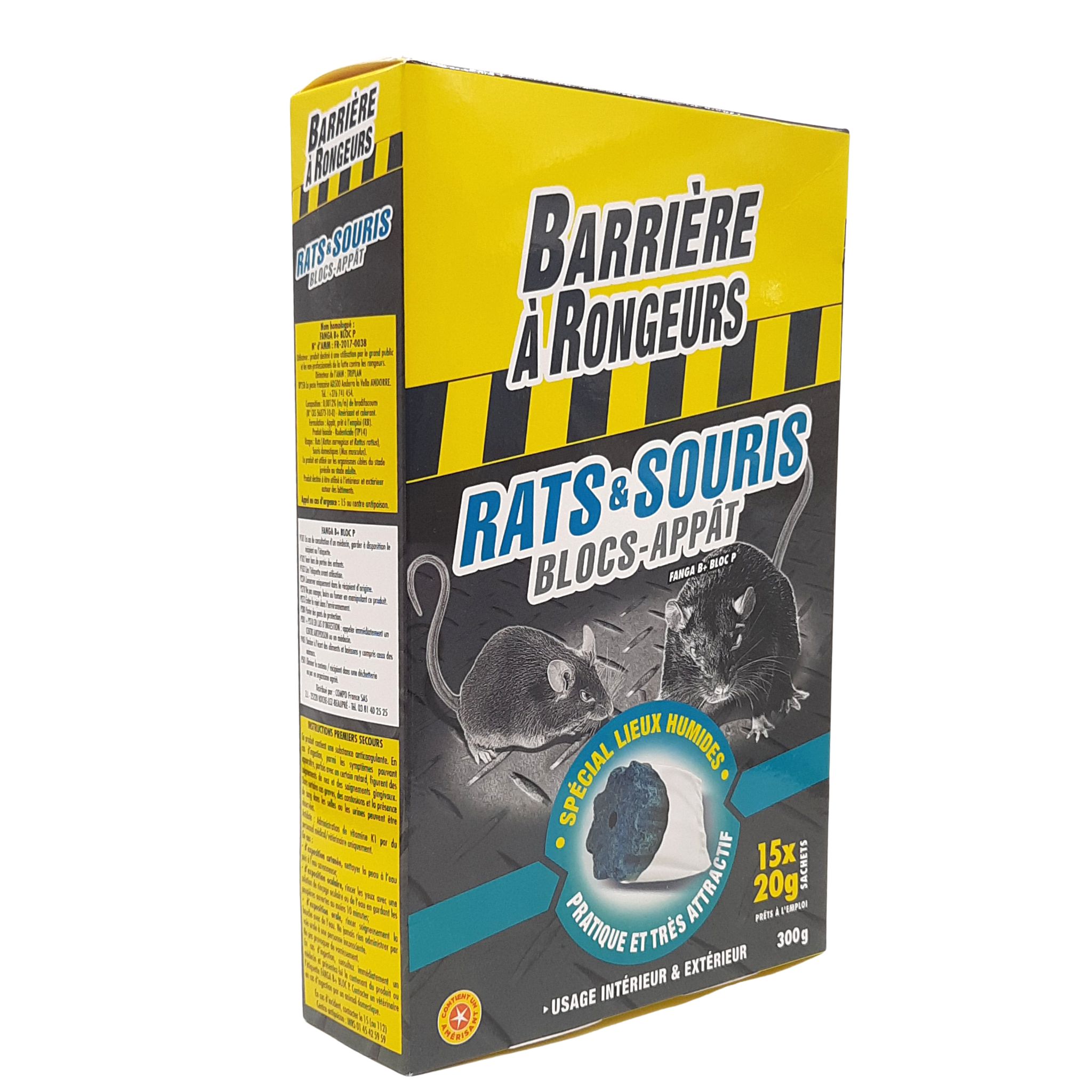 FRAP Block Appât Anti-Rongeurs Pour Rats Et Souris - 12 Blocs Raticide 300g - Protection Garage Et Abris