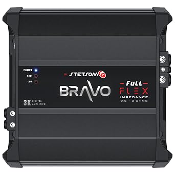 Stetsom Bravo Full Flex 3K - Mono Digital Amplifier, 3000W RMS, Smart & Auto Flexible Impedance 0.5-2 Ohm, Full Range Amplifier, 3000W RMS, 0.5, 1, 2 Ohm impedance